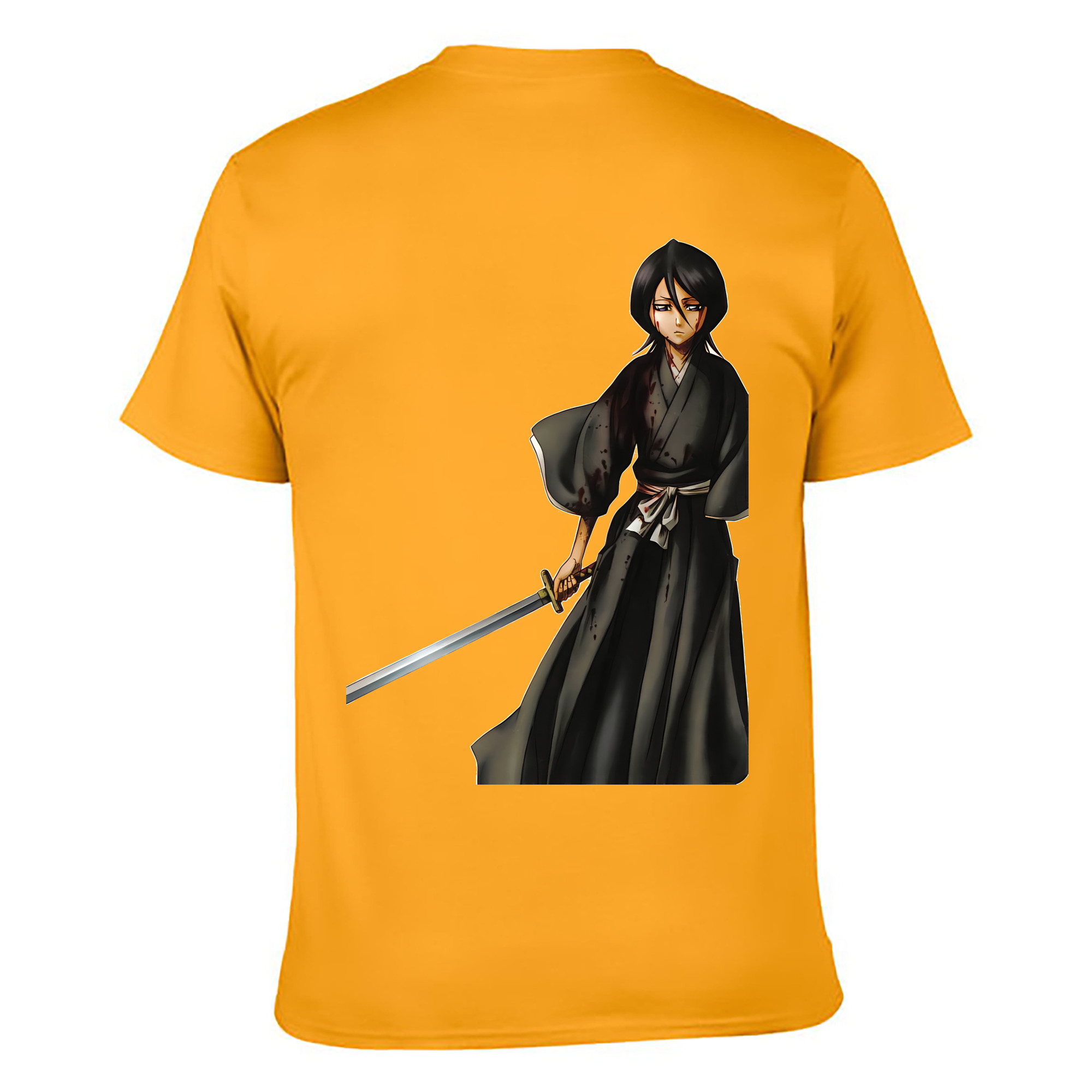 （画像用） ブリーチ 朽木ルキア BLEACH Kuchiki Rukia 綿100％ メンズ半袖Tシャツ（バックプリント） 通気性