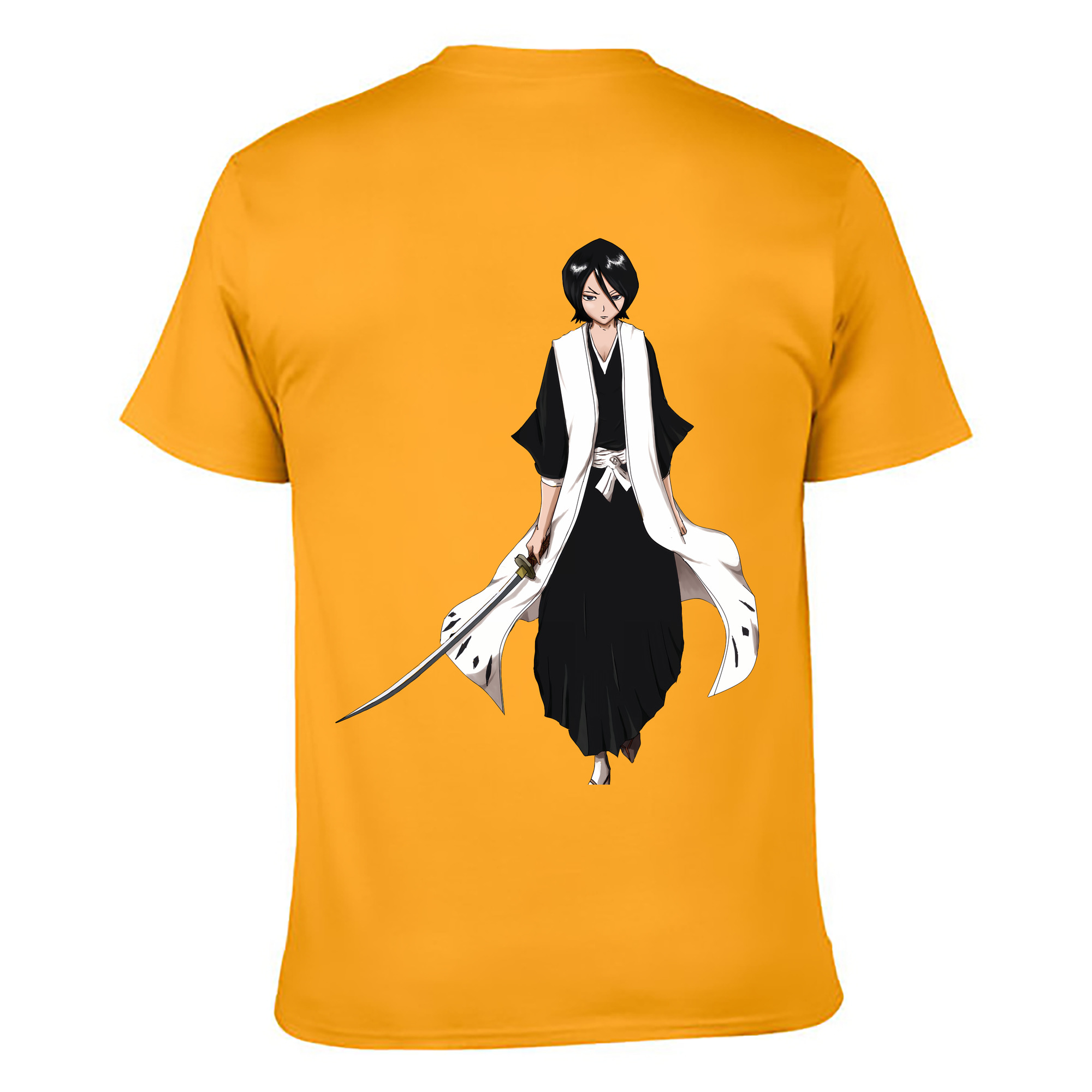（画像用） ブリーチ 朽木ルキア BLEACH Kuchiki Rukia 綿100％ メンズ半袖Tシャツ（バックプリント） 通気性