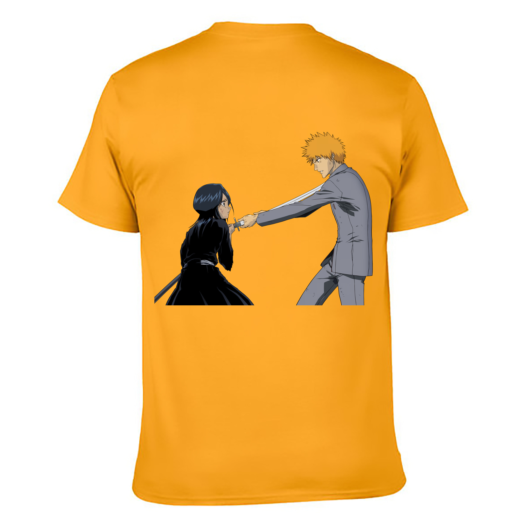 （画像用） ブリーチ 朽木ルキア BLEACH Kuchiki Rukia 綿100％ メンズ半袖Tシャツ（バックプリント） 通気性
