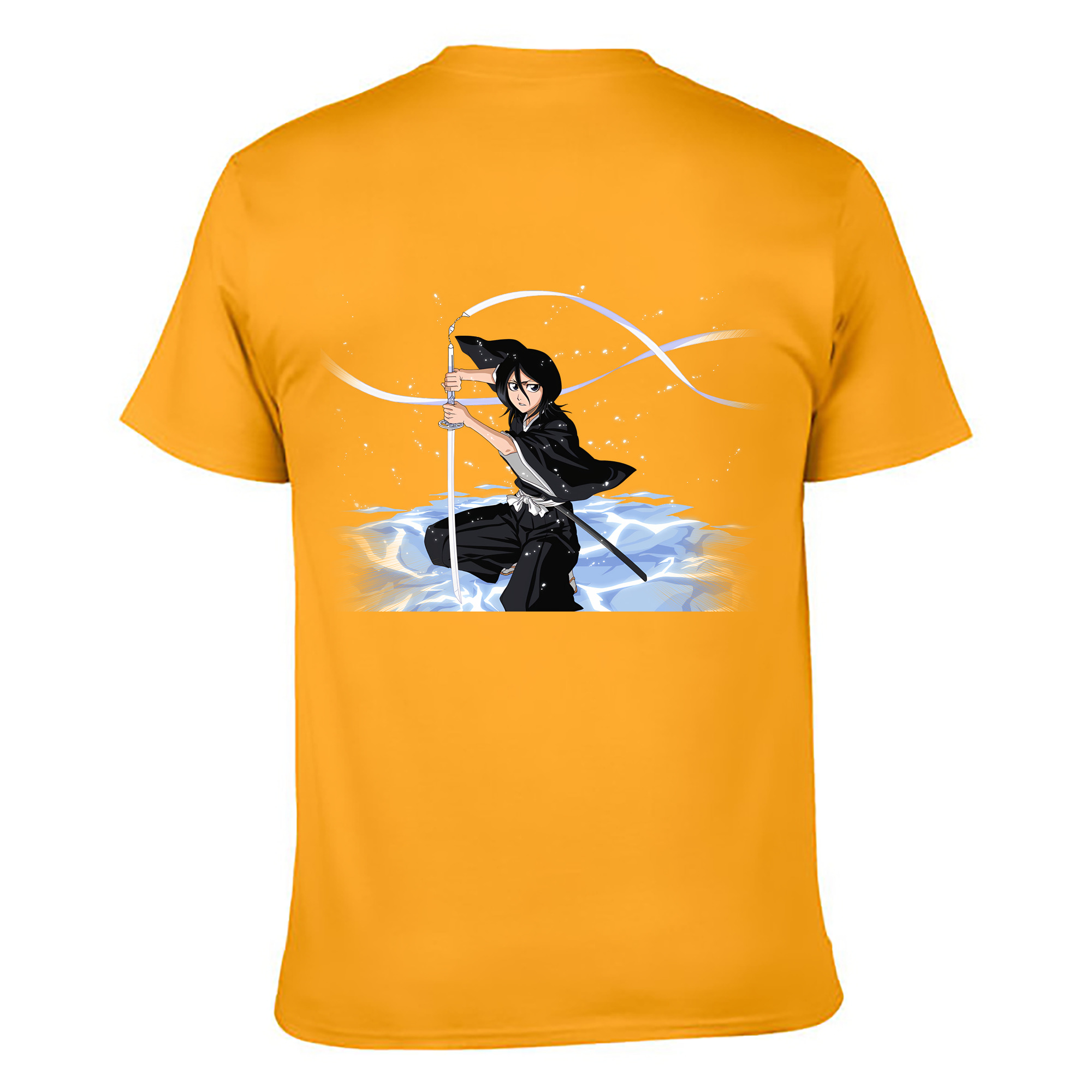 （画像用） ブリーチ 朽木ルキア BLEACH Kuchiki Rukia 綿100％ メンズ半袖Tシャツ（バックプリント） 通気性
