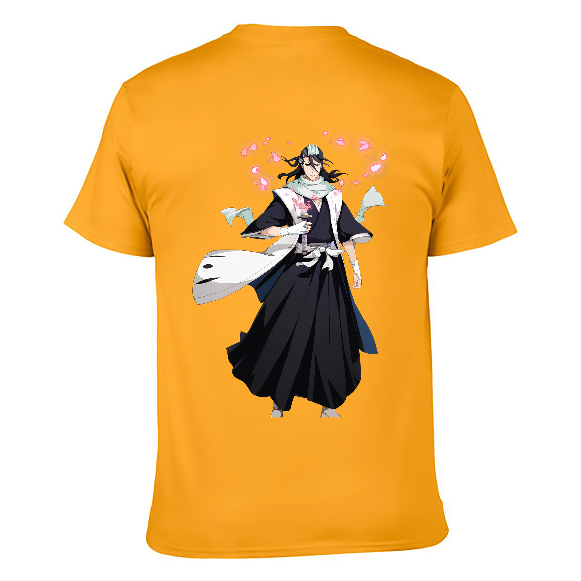 （画像用） ブリーチ くちき びゃくや BLEACH Kuchiki Byakuya 綿100％ メンズ半袖Tシャツ（バックプリント） 通気性