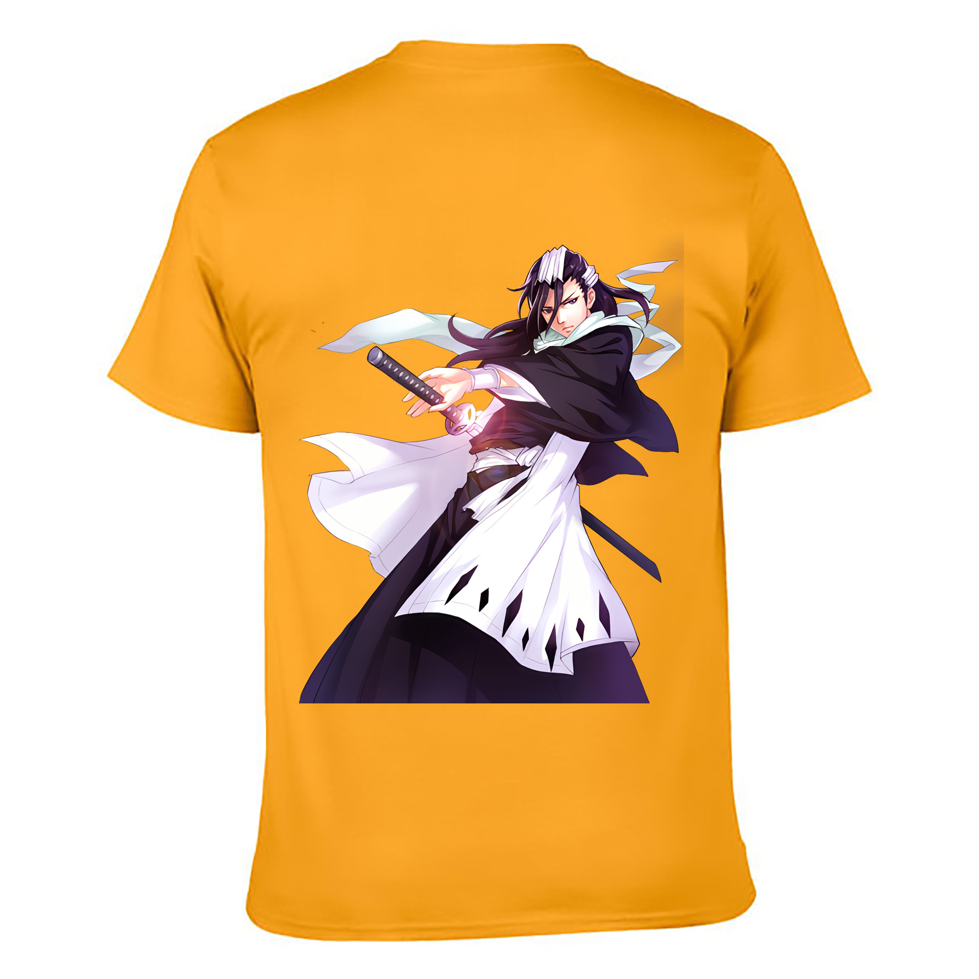 （画像用） ブリーチ くちき びゃくや BLEACH Kuchiki Byakuya 綿100％ メンズ半袖Tシャツ（バックプリント） 通気性