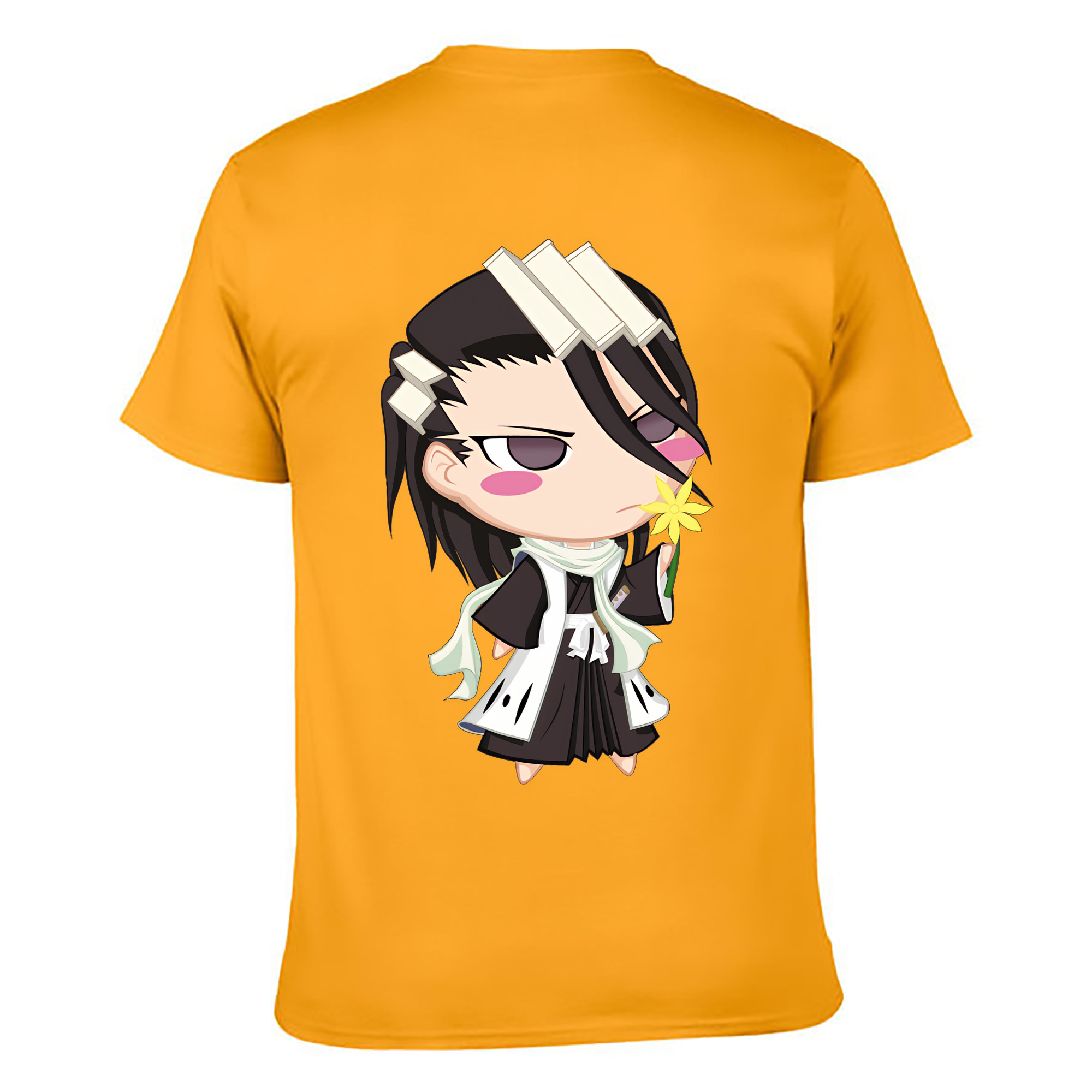 （画像用） ブリーチ くちき びゃくや BLEACH Kuchiki Byakuya 綿100％ メンズ半袖Tシャツ（バックプリント） 通気性