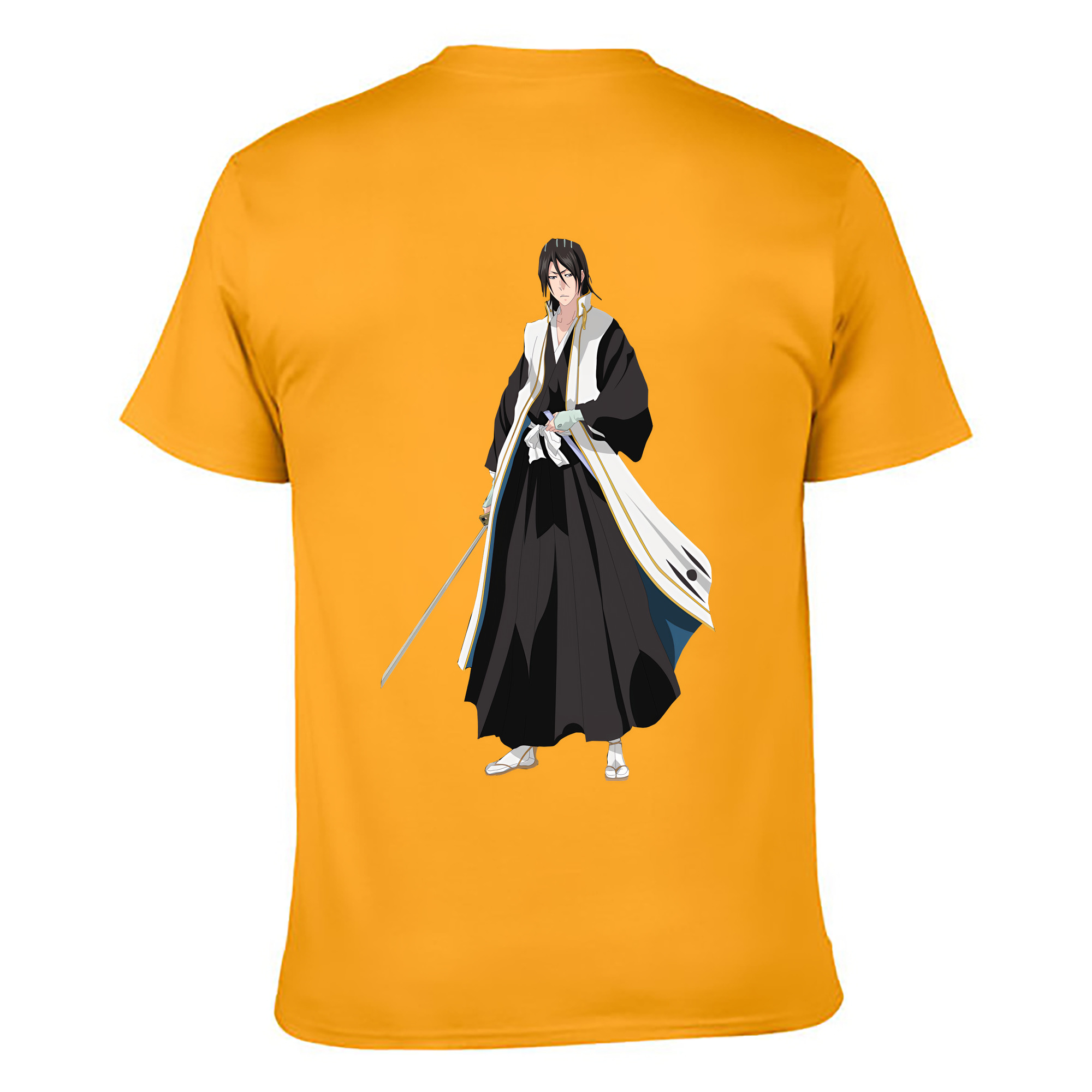（画像用） ブリーチ くちき びゃくや BLEACH Kuchiki Byakuya 綿100％ メンズ半袖Tシャツ（バックプリント） 通気性