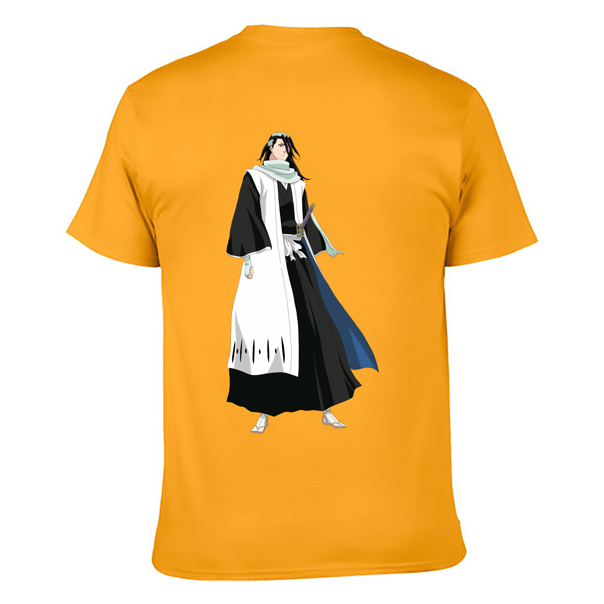 （画像用） ブリーチ くちき びゃくや BLEACH Kuchiki Byakuya 綿100％ メンズ半袖Tシャツ（バックプリント） 通気性