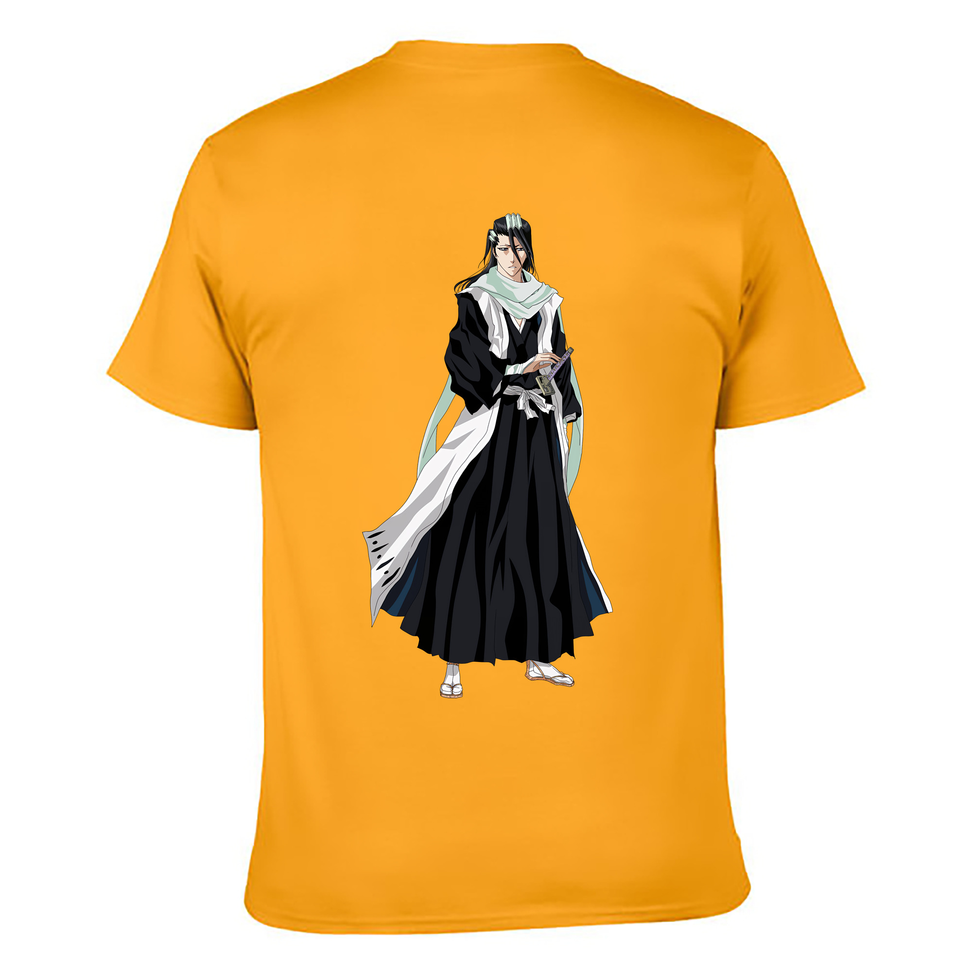（画像用） ブリーチ くちき びゃくや BLEACH Kuchiki Byakuya 綿100％ メンズ半袖Tシャツ（バックプリント） 通気性