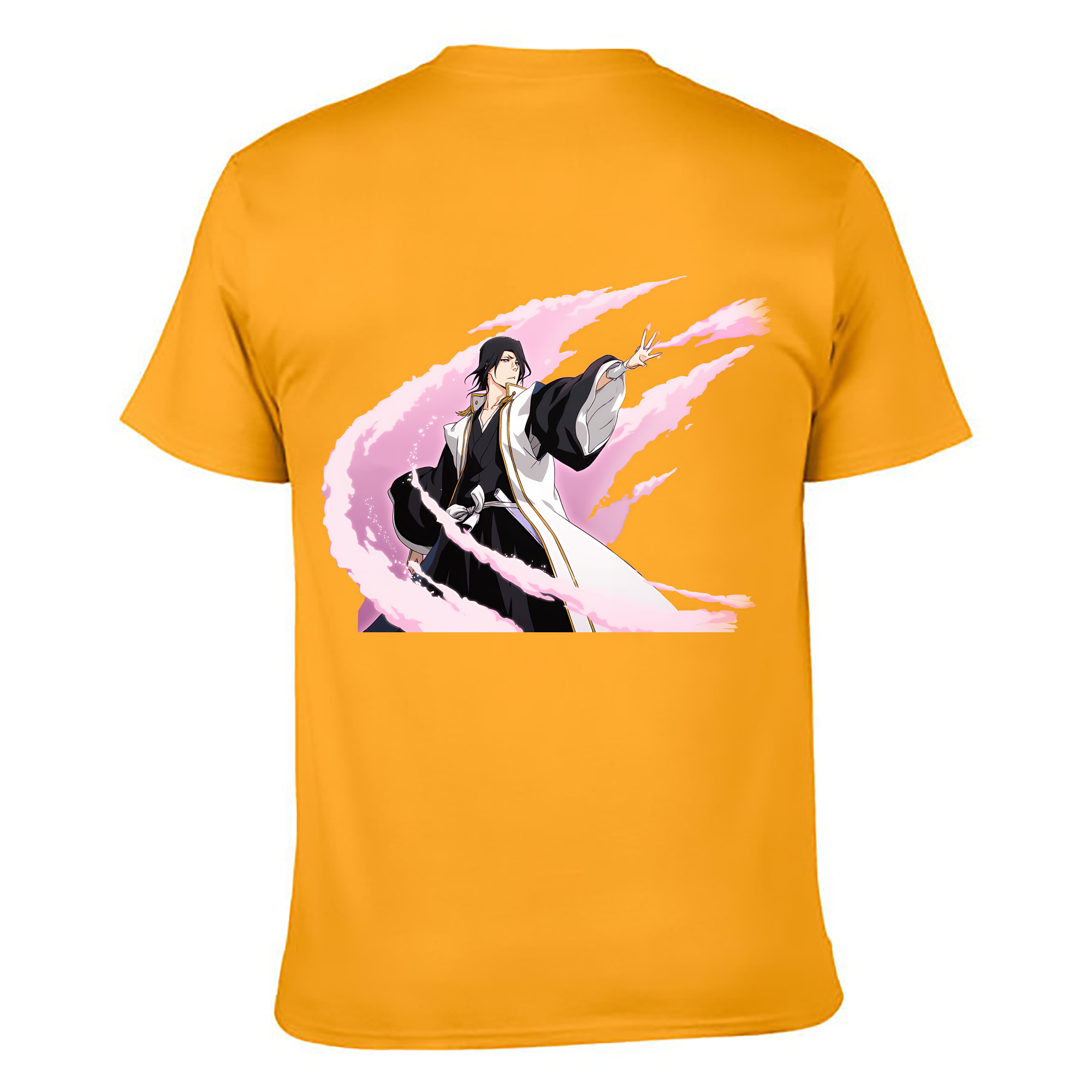 （画像用） ブリーチ くちき びゃくや BLEACH Kuchiki Byakuya 綿100％ メンズ半袖Tシャツ（バックプリント） 通気性