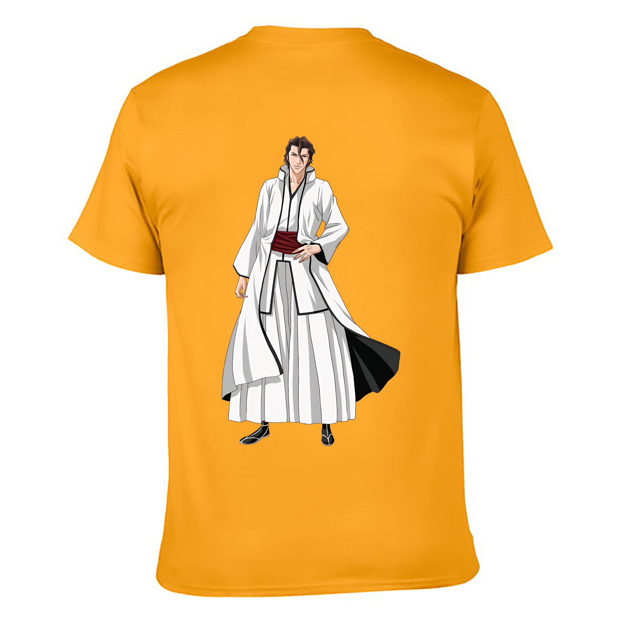 （画像用） ブリーチ 藍染 惣右介（あいぜん そうすけ） BLEACH Aizen Sousuke 綿100％ メンズ半袖Tシャツ（バックプリント） 通気性