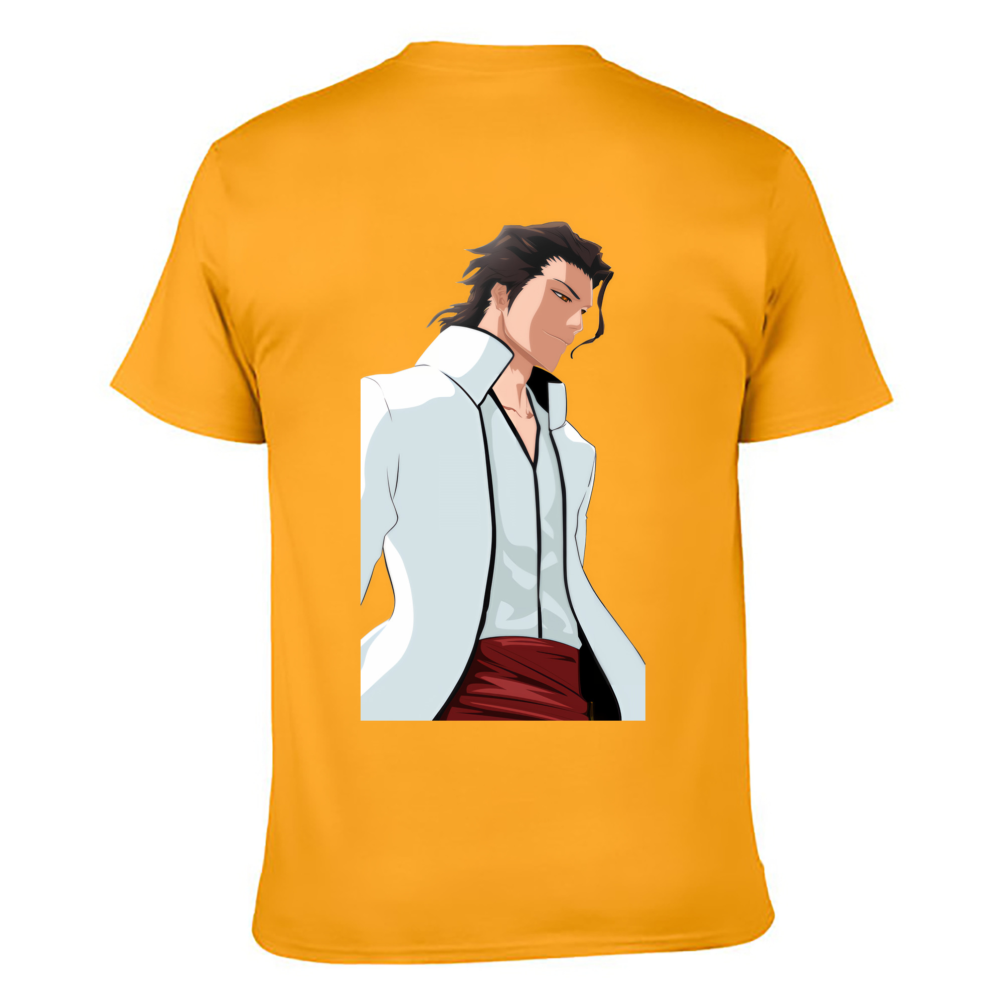 （画像用） ブリーチ 藍染 惣右介（あいぜん そうすけ） BLEACH Aizen Sousuke 綿100％ メンズ半袖Tシャツ（バックプリント） 通気性