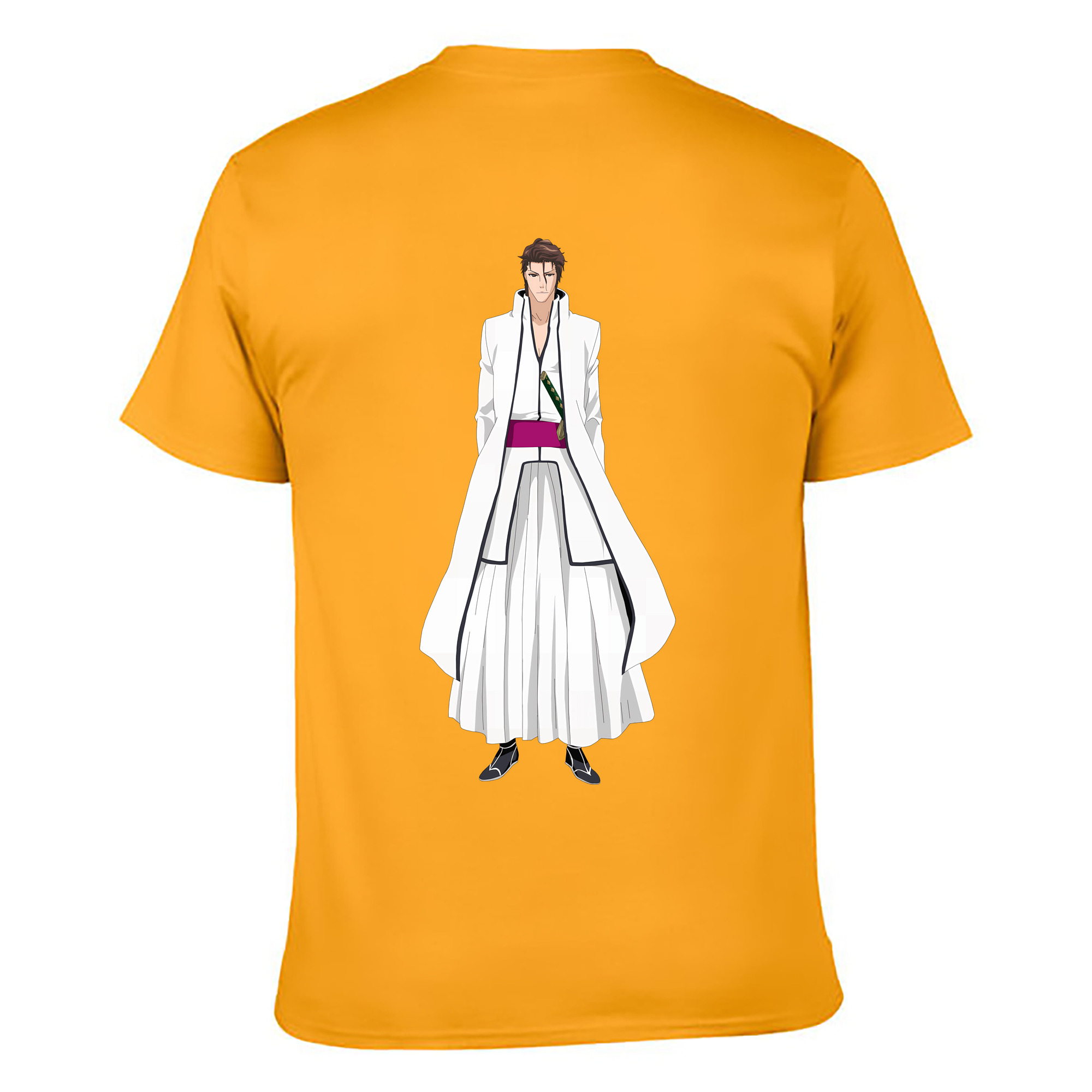 （画像用） ブリーチ 藍染 惣右介（あいぜん そうすけ） BLEACH Aizen Sousuke 綿100％ メンズ半袖Tシャツ（バックプリント） 通気性
