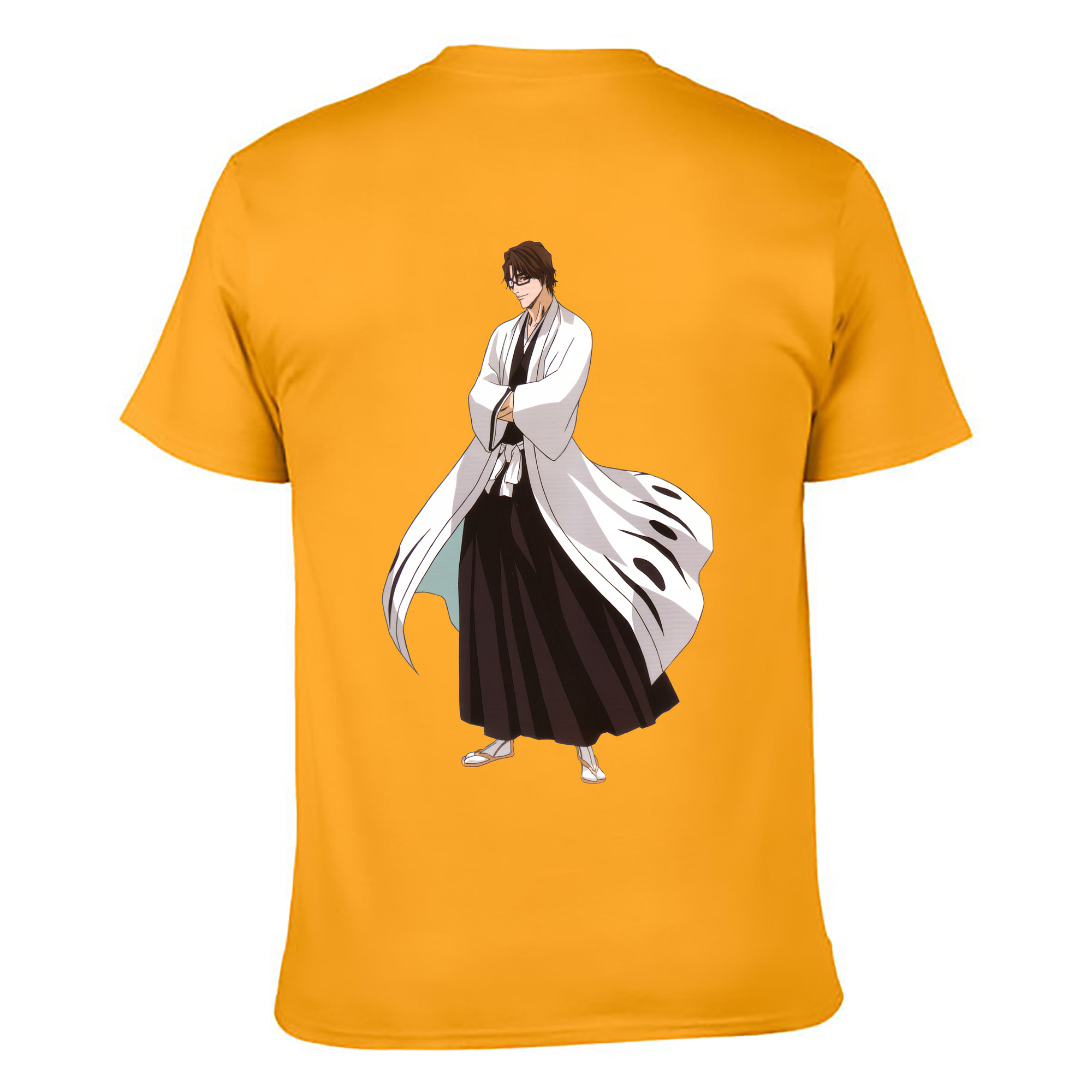 （画像用） ブリーチ 藍染 惣右介（あいぜん そうすけ） BLEACH Aizen Sousuke 綿100％ メンズ半袖Tシャツ（バックプリント） 通気性