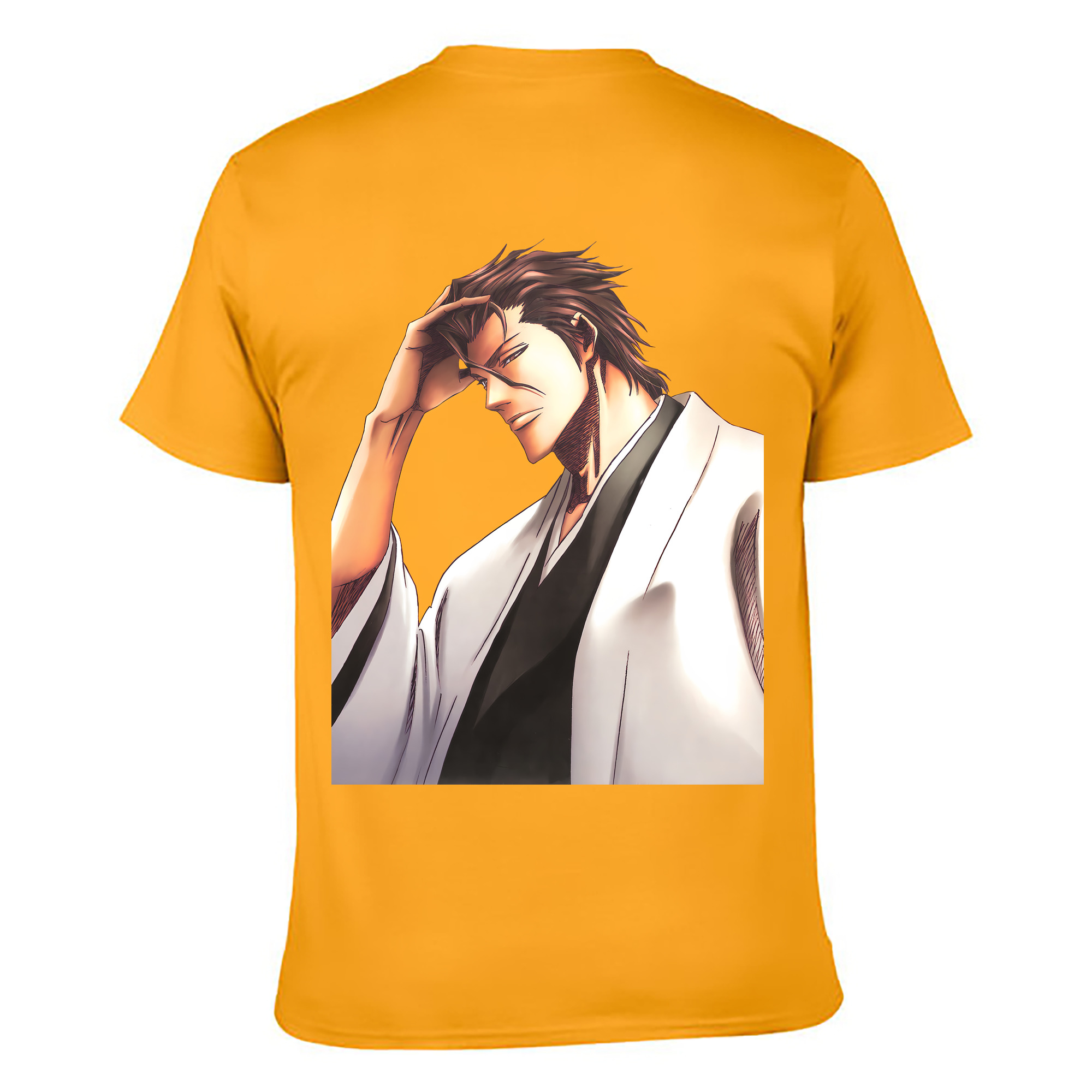 （画像用） ブリーチ 藍染 惣右介（あいぜん そうすけ） BLEACH Aizen Sousuke 綿100％ メンズ半袖Tシャツ（バックプリント） 通気性