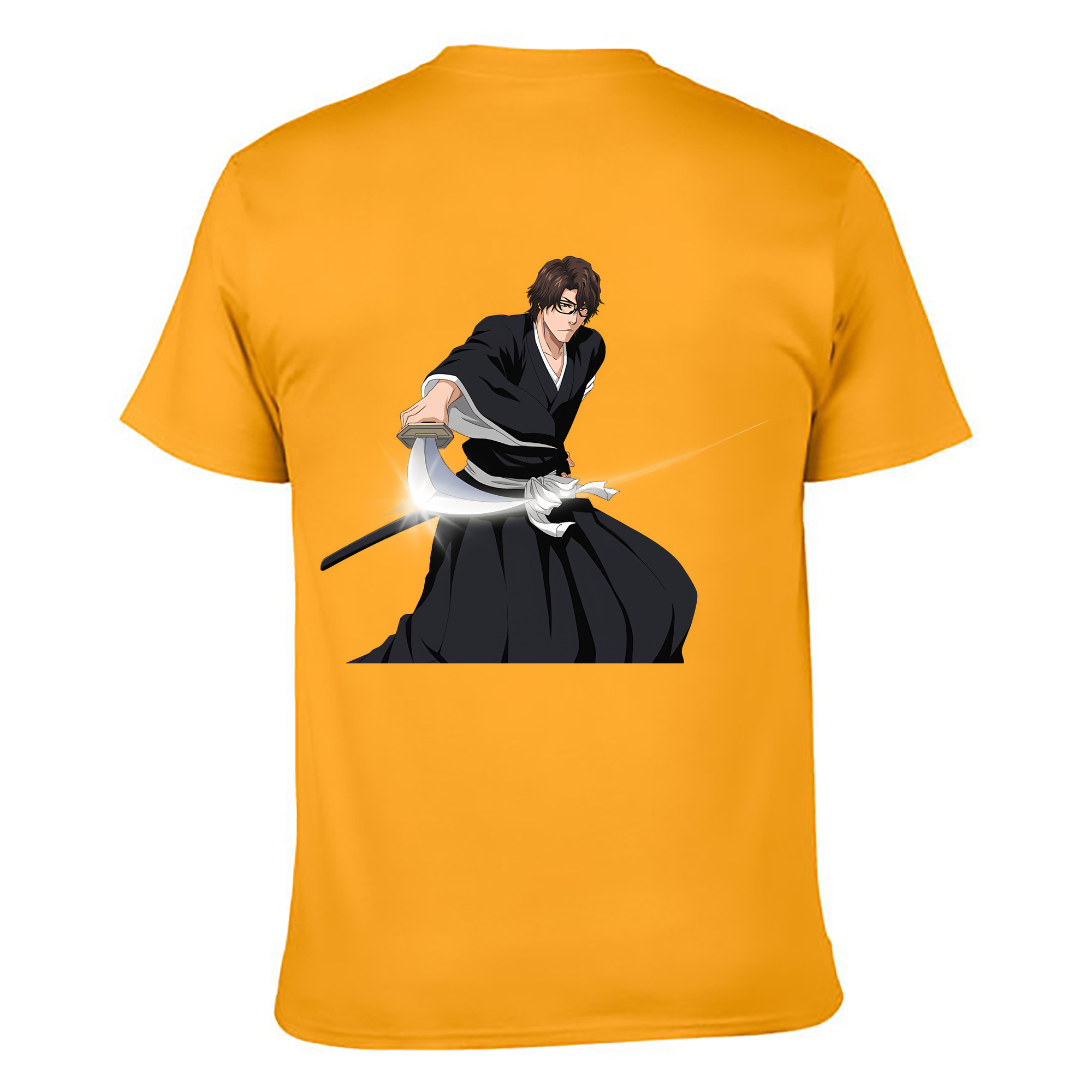 （画像用） ブリーチ 藍染 惣右介（あいぜん そうすけ） BLEACH Aizen Sousuke 綿100％ メンズ半袖Tシャツ（バックプリント） 通気性