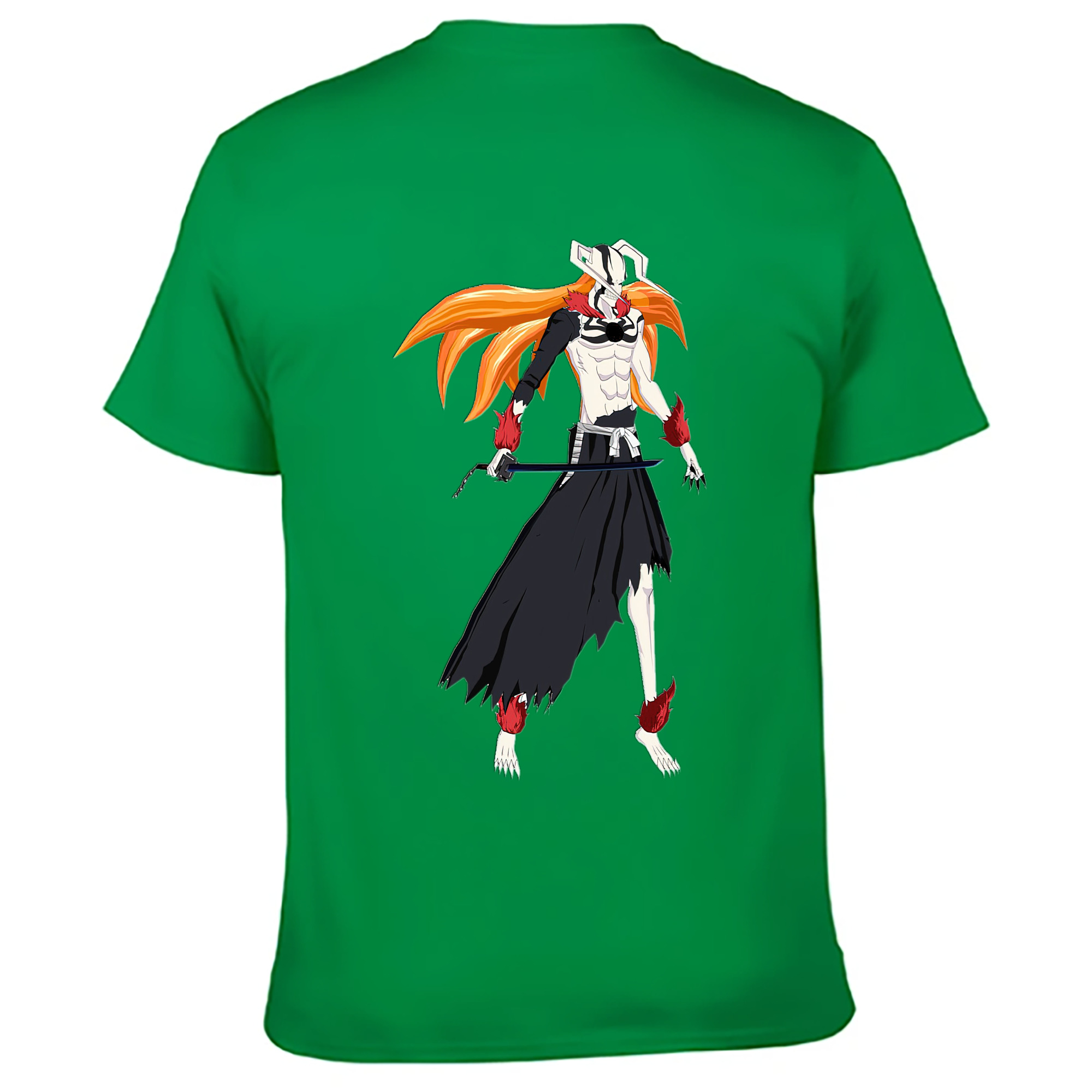 （画像用） ブリーチ 黒崎一護（くろさき いちご）BLEACH Kurosaki Ichigo 綿100％ メンズ半袖Tシャツ（バックプリント） 通気性
