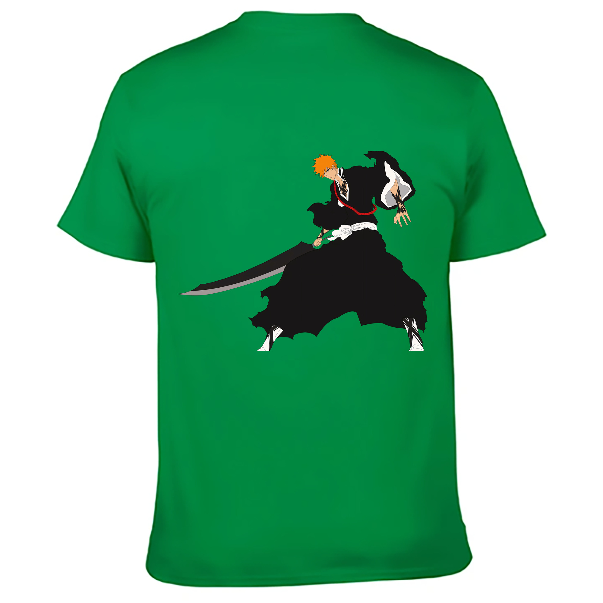 （画像用） ブリーチ 黒崎一護（くろさき いちご）BLEACH Kurosaki Ichigo 綿100％ メンズ半袖Tシャツ（バックプリント） 通気性