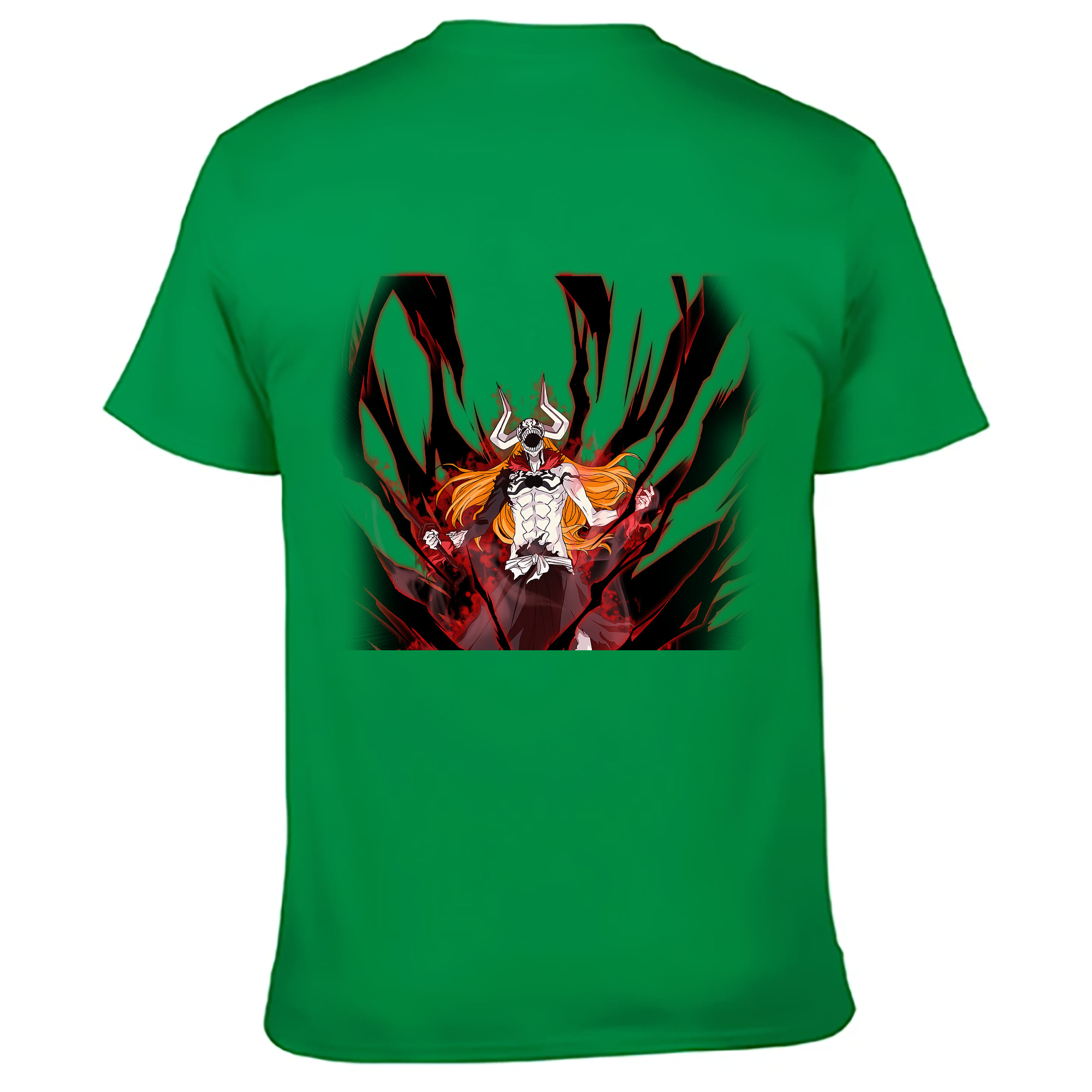 （画像用） ブリーチ 黒崎一護（くろさき いちご）BLEACH Kurosaki Ichigo 綿100％ メンズ半袖Tシャツ（バックプリント） 通気性