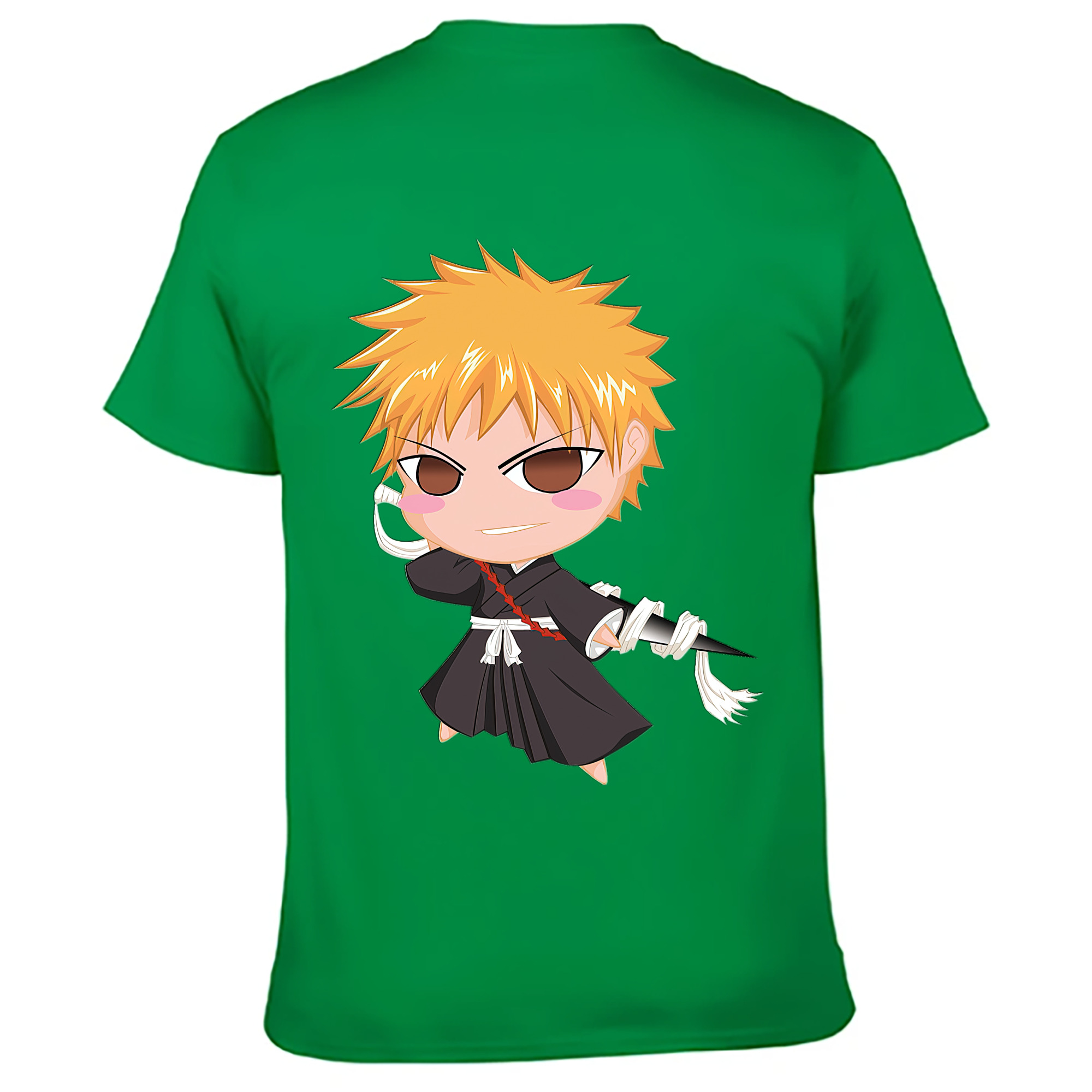（画像用） ブリーチ 黒崎一護（くろさき いちご）BLEACH Kurosaki Ichigo 綿100％ メンズ半袖Tシャツ（バックプリント） 通気性