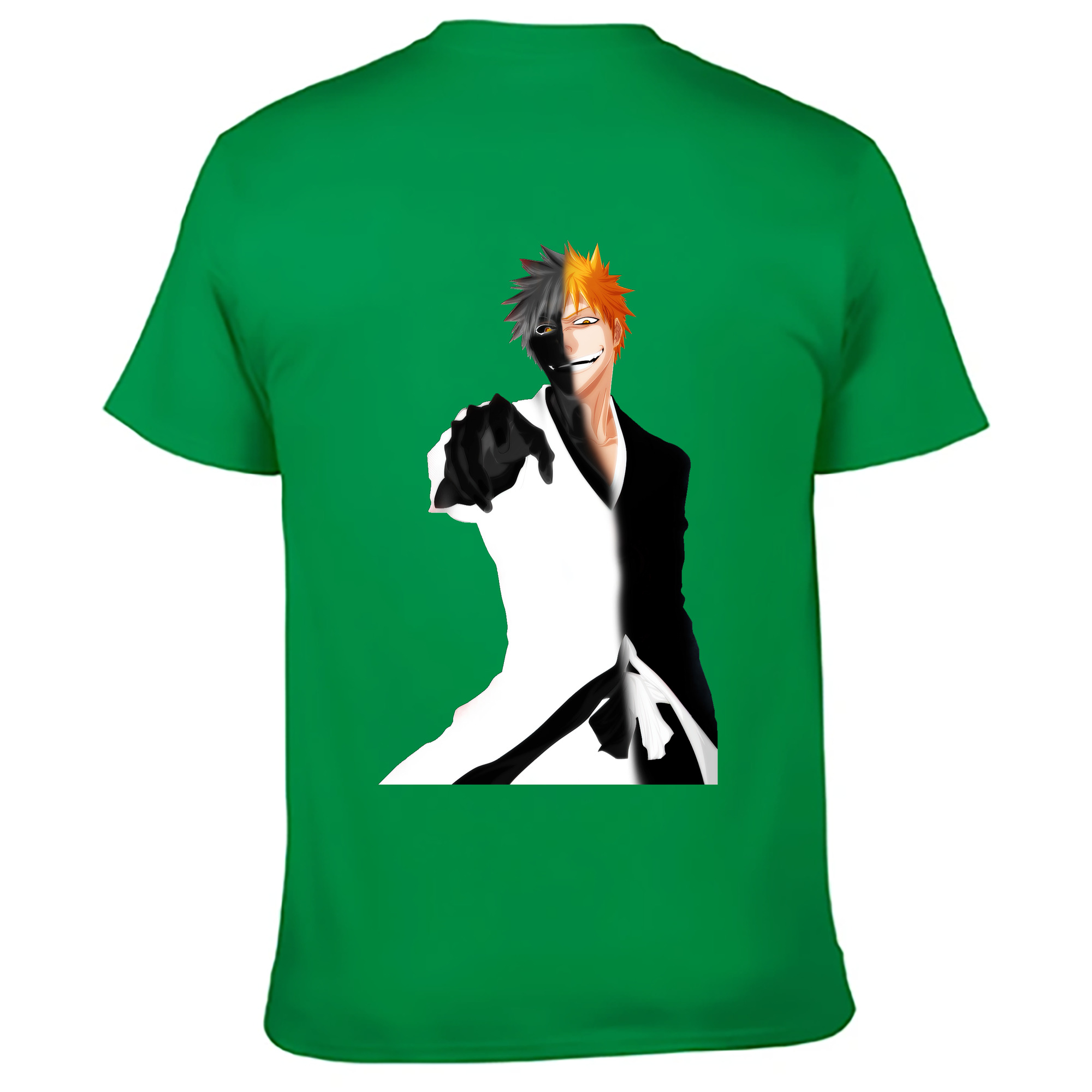 （画像用） ブリーチ 黒崎一護（くろさき いちご）BLEACH Kurosaki Ichigo 綿100％ メンズ半袖Tシャツ（バックプリント） 通気性