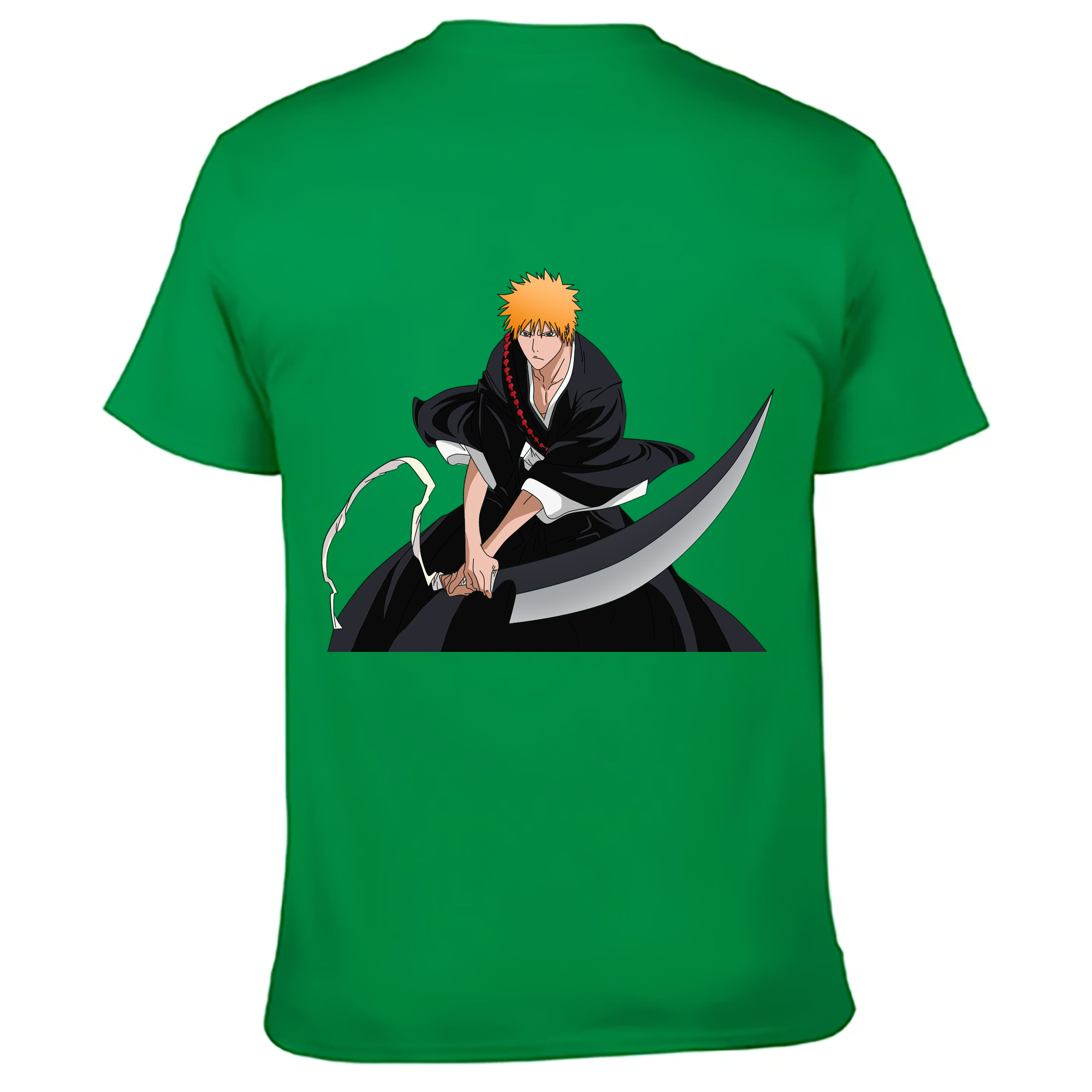 （画像用） ブリーチ 黒崎一護（くろさき いちご）BLEACH Kurosaki Ichigo 綿100％ メンズ半袖Tシャツ（バックプリント） 通気性
