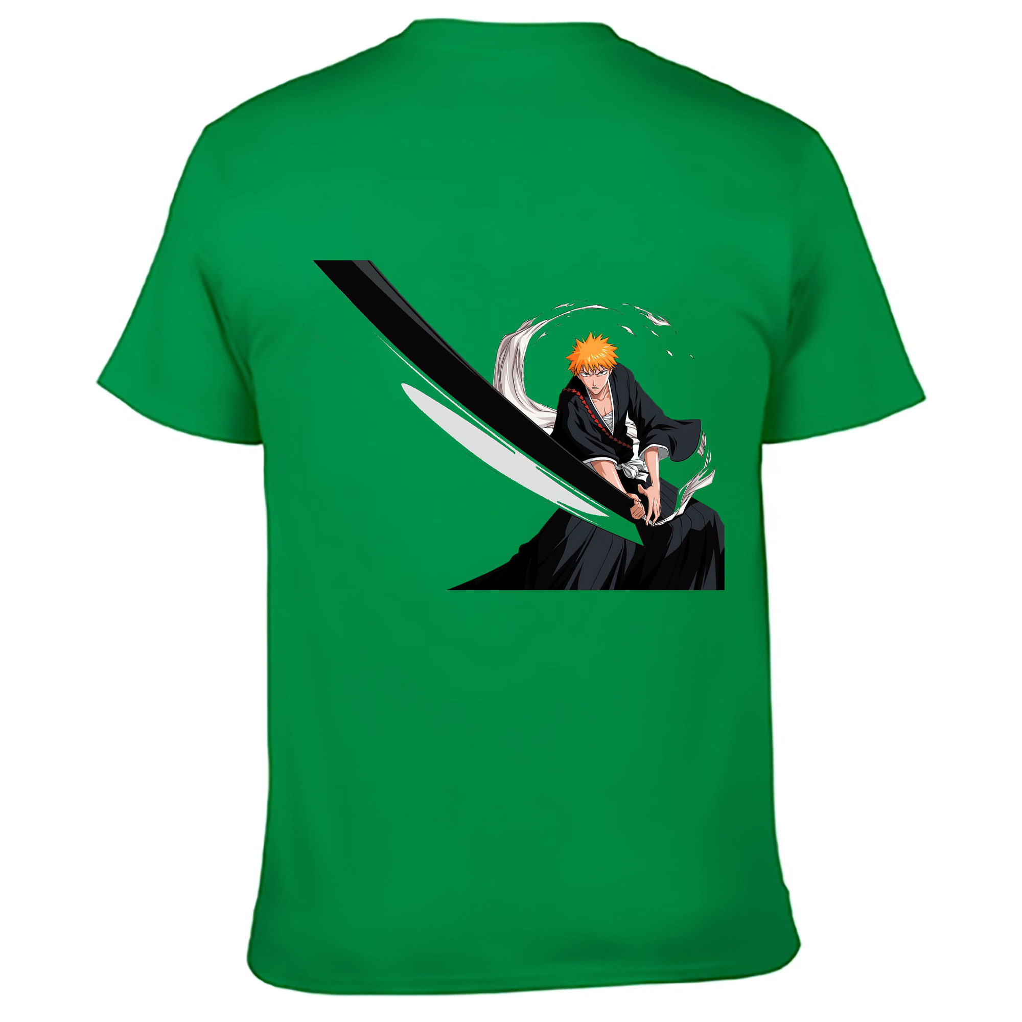 （画像用） ブリーチ 黒崎一護（くろさき いちご）BLEACH Kurosaki Ichigo 綿100％ メンズ半袖Tシャツ（バックプリント） 通気性