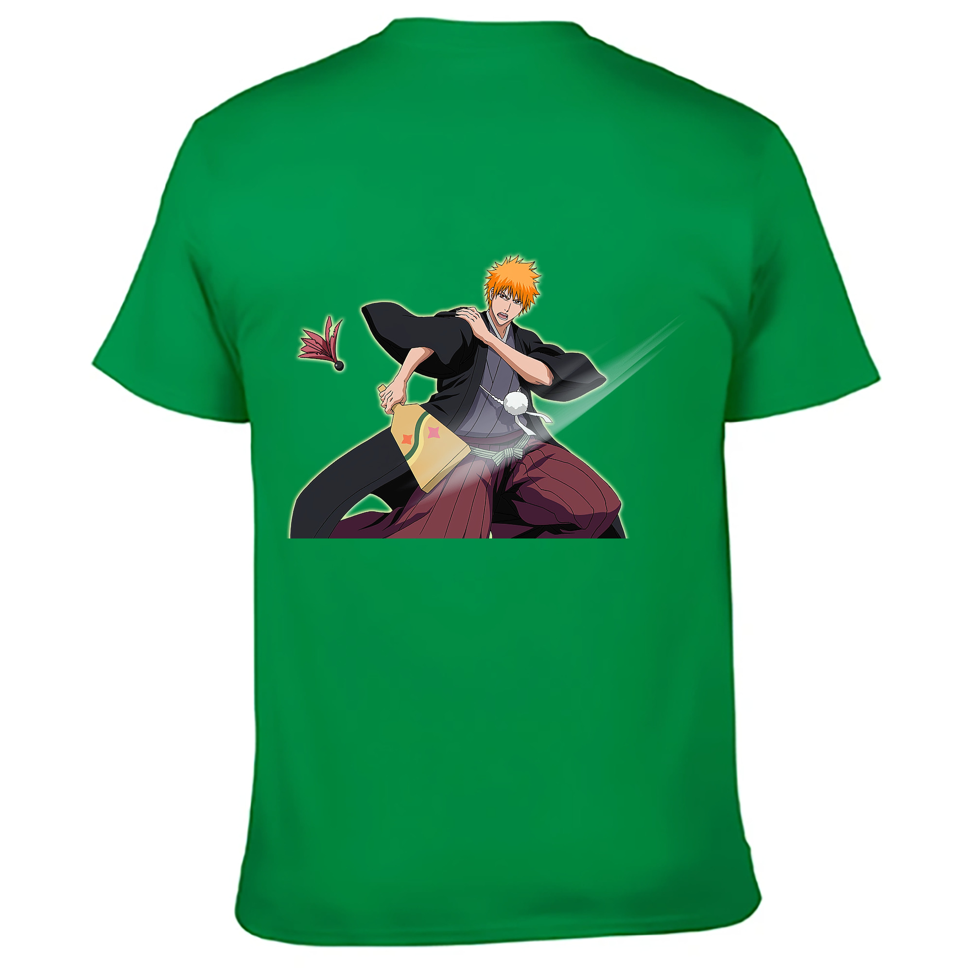 （画像用） ブリーチ 黒崎一護（くろさき いちご）BLEACH Kurosaki Ichigo 綿100％ メンズ半袖Tシャツ（バックプリント） 通気性