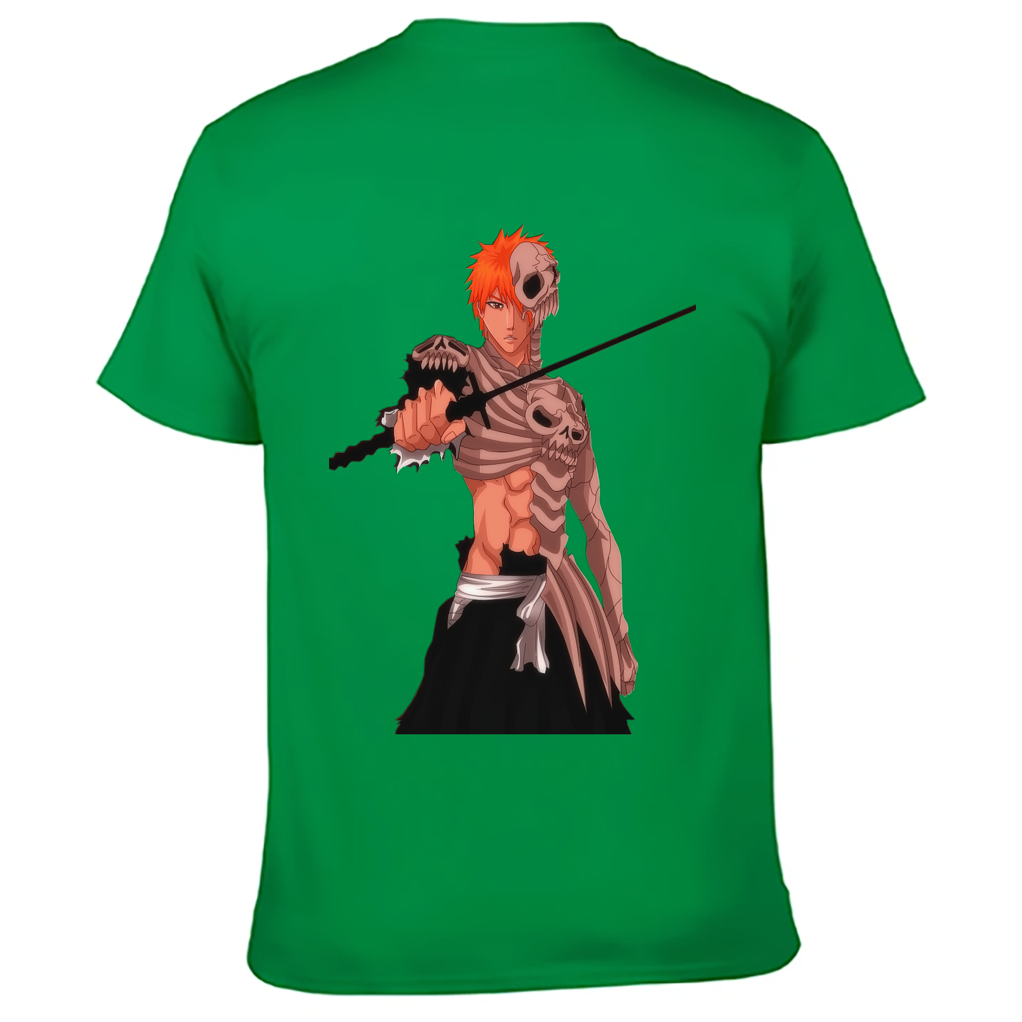 （画像用） ブリーチ 黒崎一護（くろさき いちご）BLEACH Kurosaki Ichigo 綿100％ メンズ半袖Tシャツ（バックプリント） 通気性
