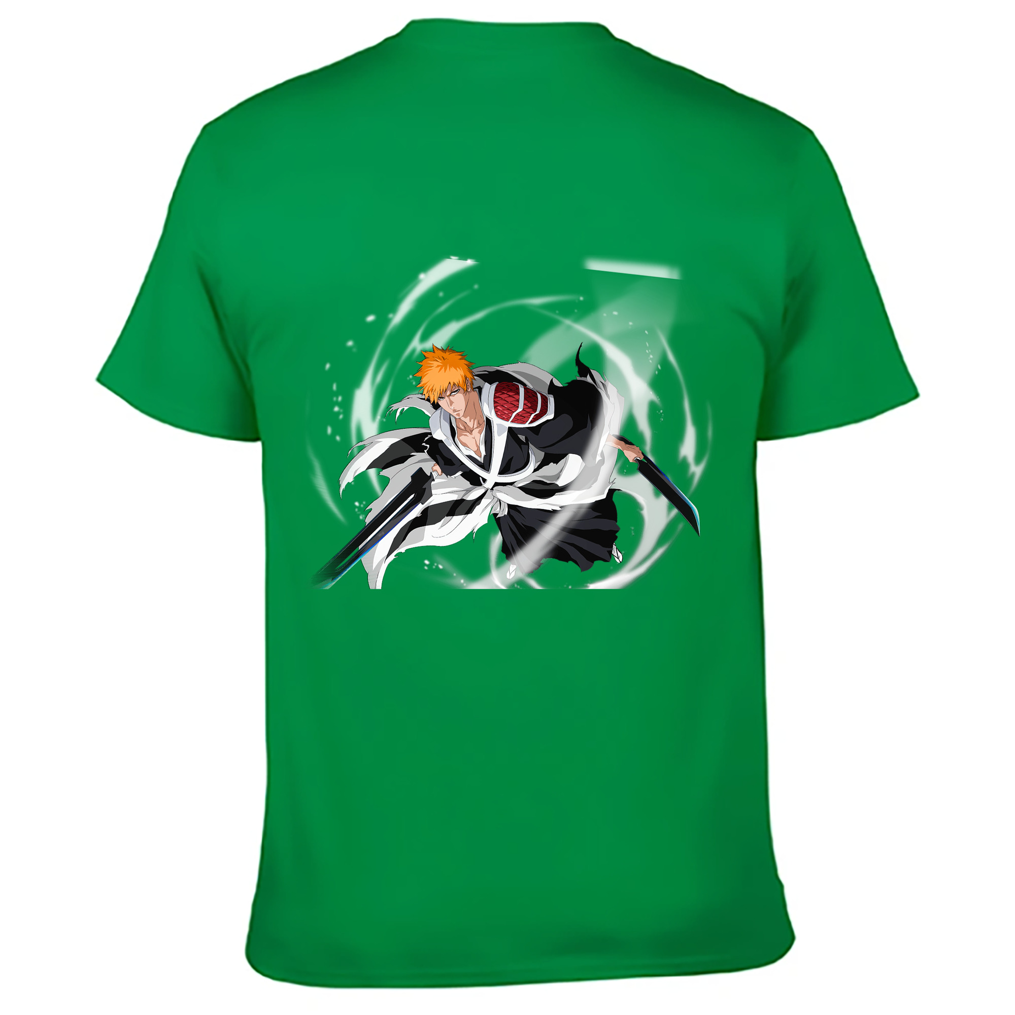 （画像用） ブリーチ 黒崎一護（くろさき いちご）BLEACH Kurosaki Ichigo 綿100％ メンズ半袖Tシャツ（バックプリント） 通気性
