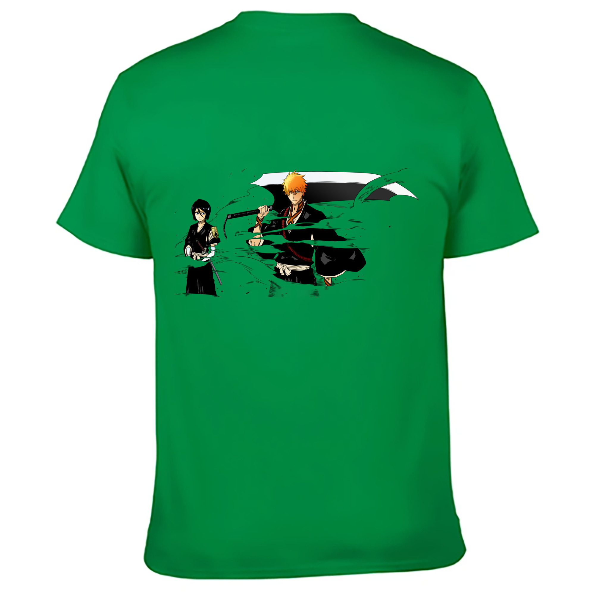 （画像用） ブリーチ 黒崎一護（くろさき いちご）BLEACH Kurosaki Ichigo 綿100％ メンズ半袖Tシャツ（バックプリント） 通気性