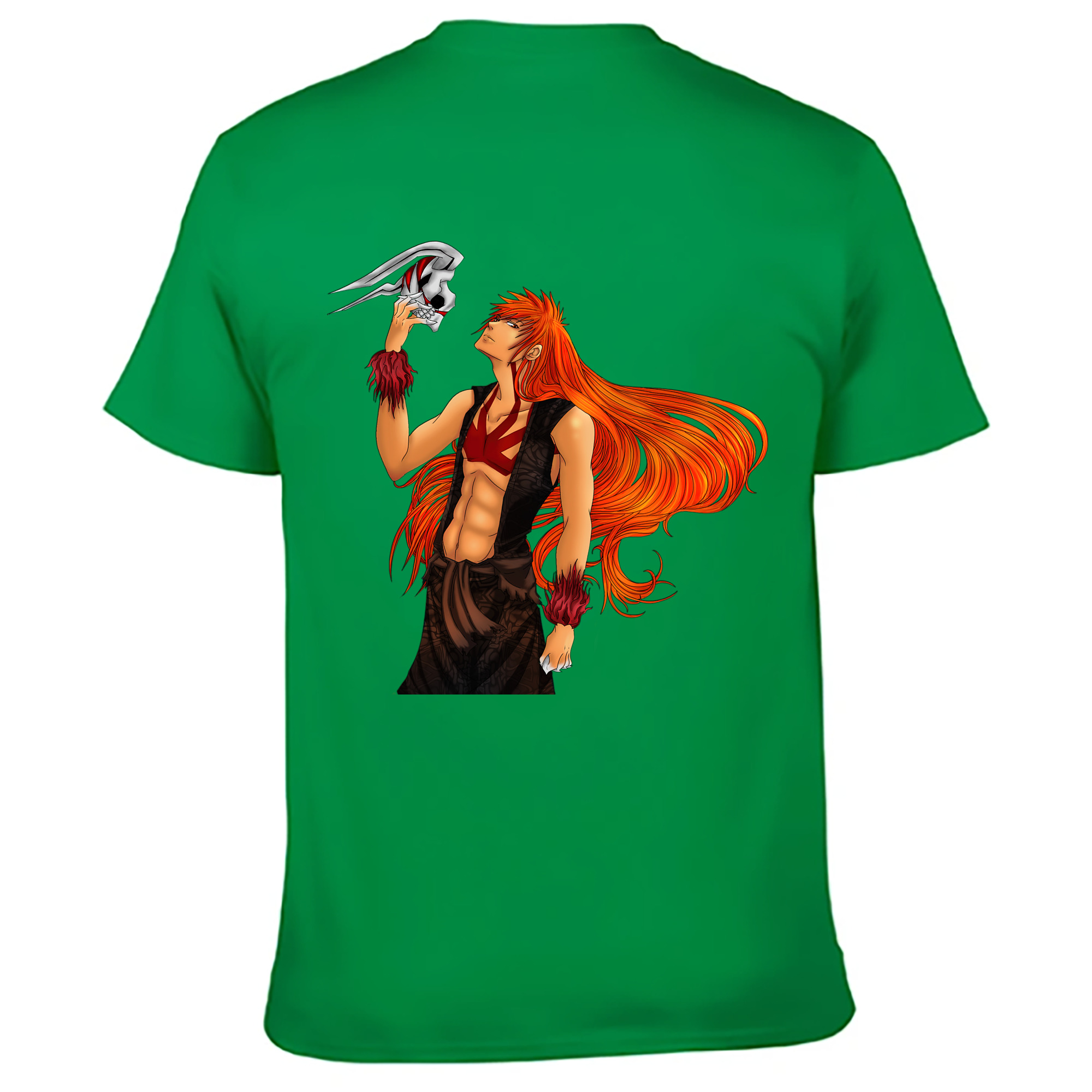 （画像用） ブリーチ 黒崎一護（くろさき いちご）BLEACH Kurosaki Ichigo 綿100％ メンズ半袖Tシャツ（バックプリント） 通気性