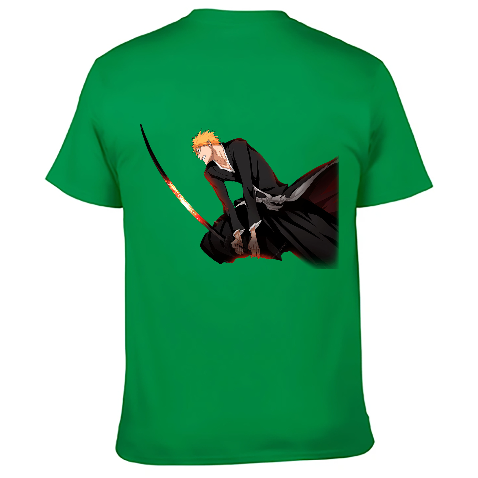 （画像用） ブリーチ 黒崎一護（くろさき いちご）BLEACH Kurosaki Ichigo 綿100％ メンズ半袖Tシャツ（バックプリント） 通気性