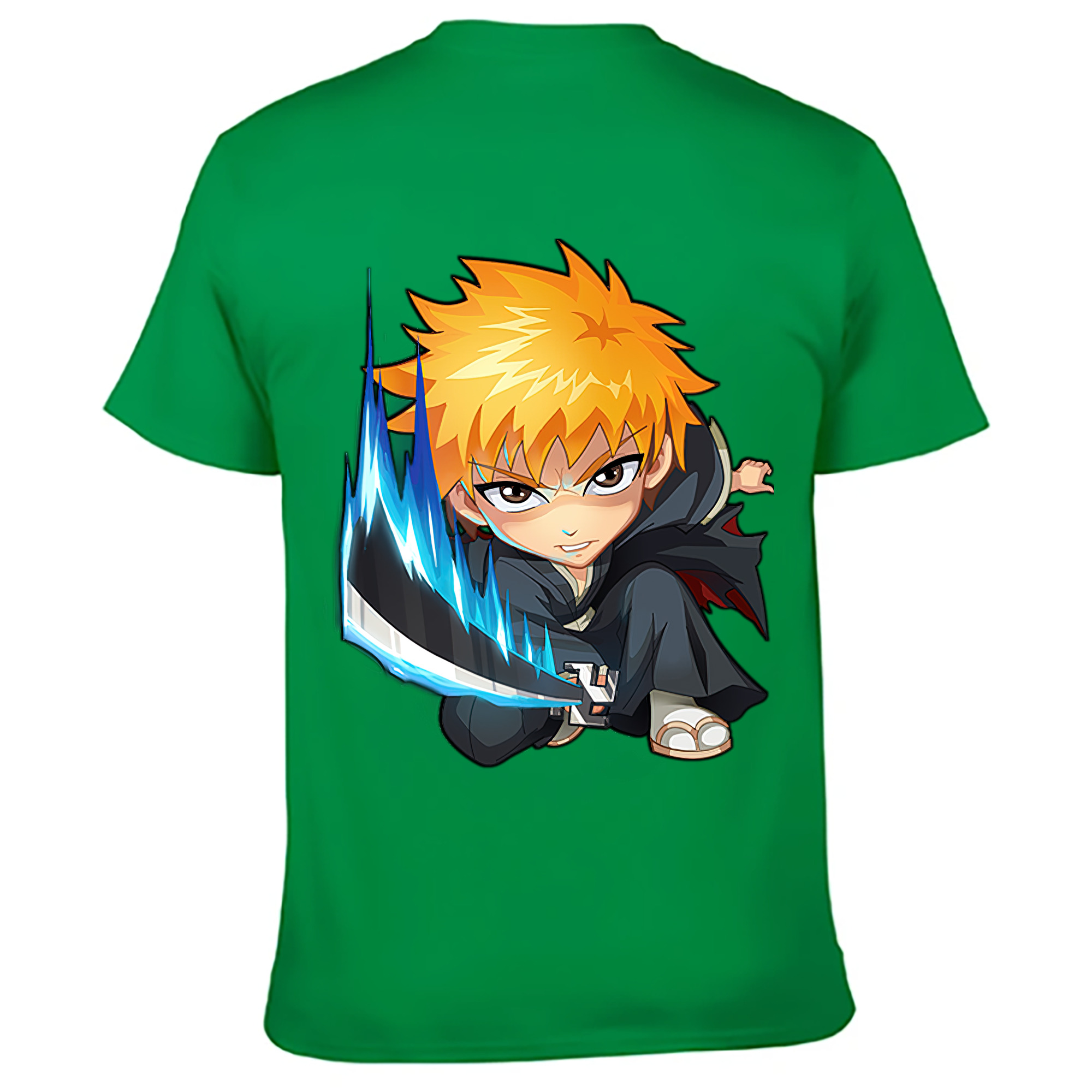 （画像用） ブリーチ 黒崎一護（くろさき いちご）BLEACH Kurosaki Ichigo 綿100％ メンズ半袖Tシャツ（バックプリント） 通気性