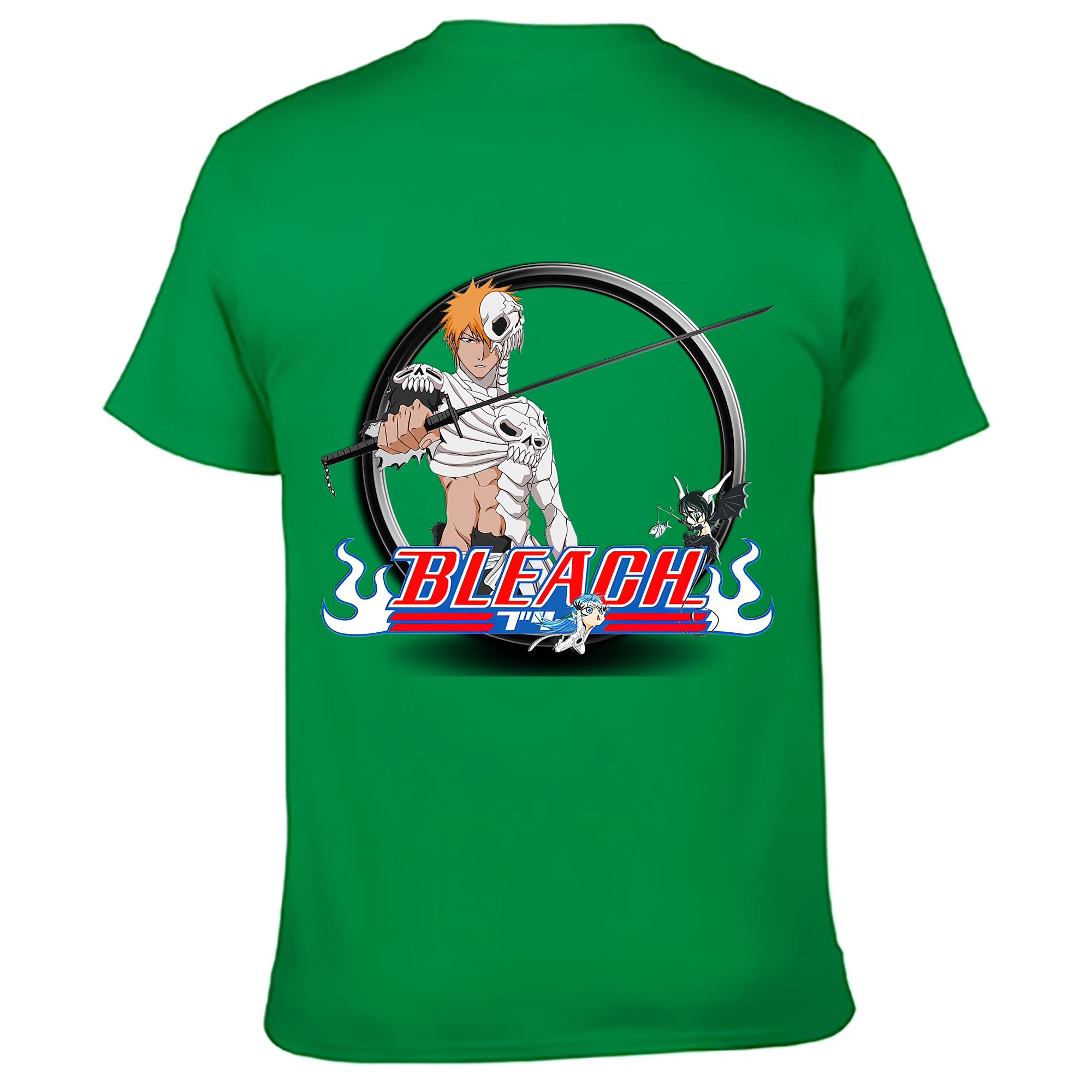 （画像用） ブリーチ 黒崎一護（くろさき いちご）BLEACH Kurosaki Ichigo 綿100％ メンズ半袖Tシャツ（バックプリント） 通気性