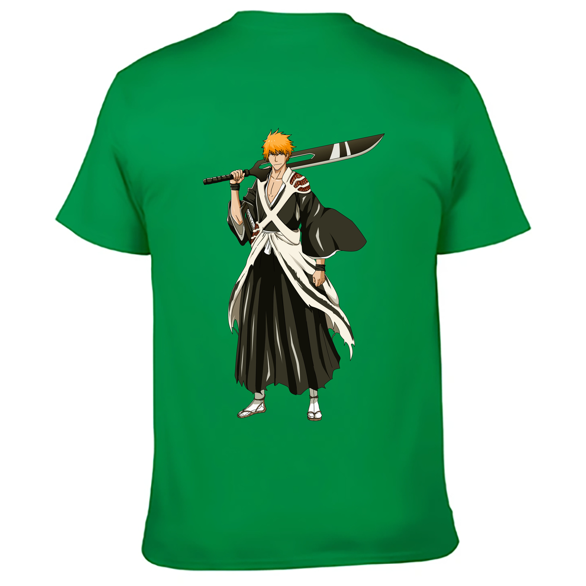 （画像用） ブリーチ 黒崎一護（くろさき いちご）BLEACH Kurosaki Ichigo 綿100％ メンズ半袖Tシャツ（バックプリント） 通気性
