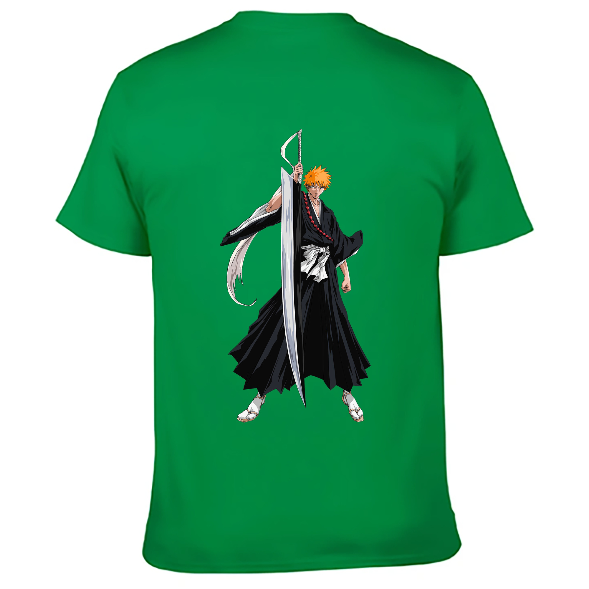 （画像用） ブリーチ 黒崎一護（くろさき いちご）BLEACH Kurosaki Ichigo 綿100％ メンズ半袖Tシャツ（バックプリント） 通気性