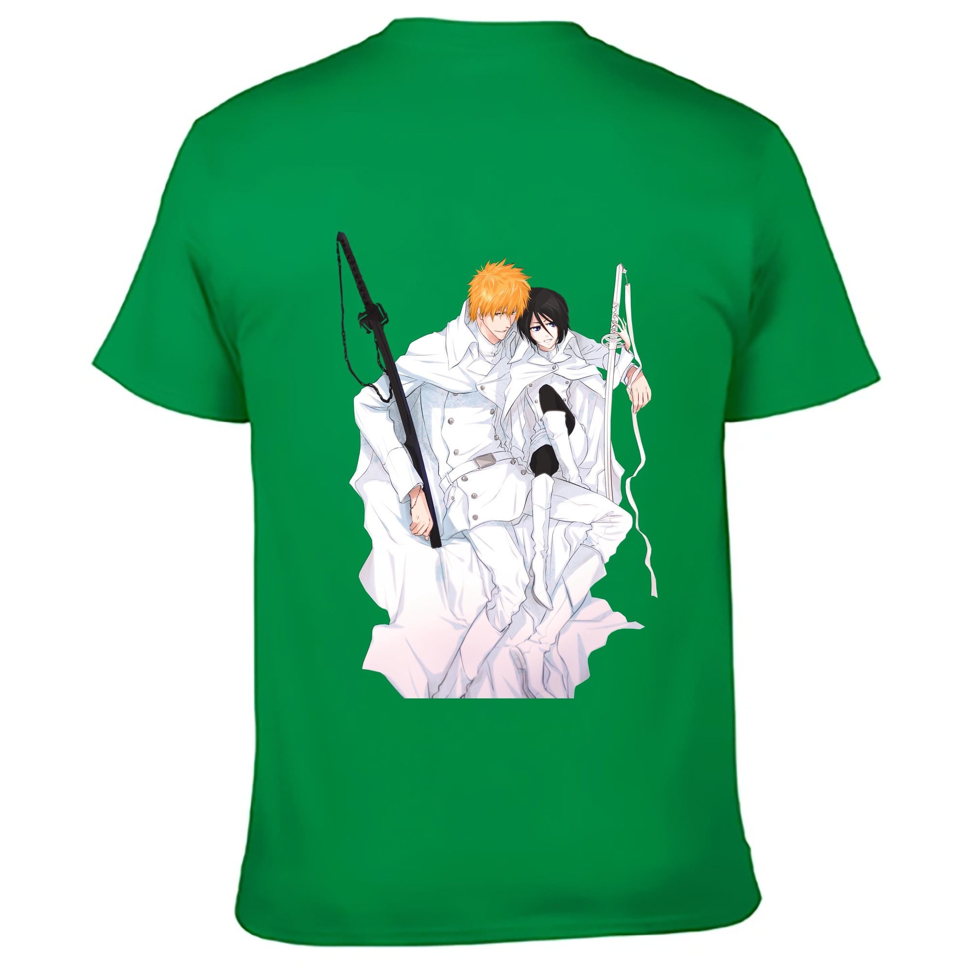 （画像用） ブリーチ 黒崎一護（くろさき いちご）BLEACH Kurosaki Ichigo 綿100％ メンズ半袖Tシャツ（バックプリント） 通気性