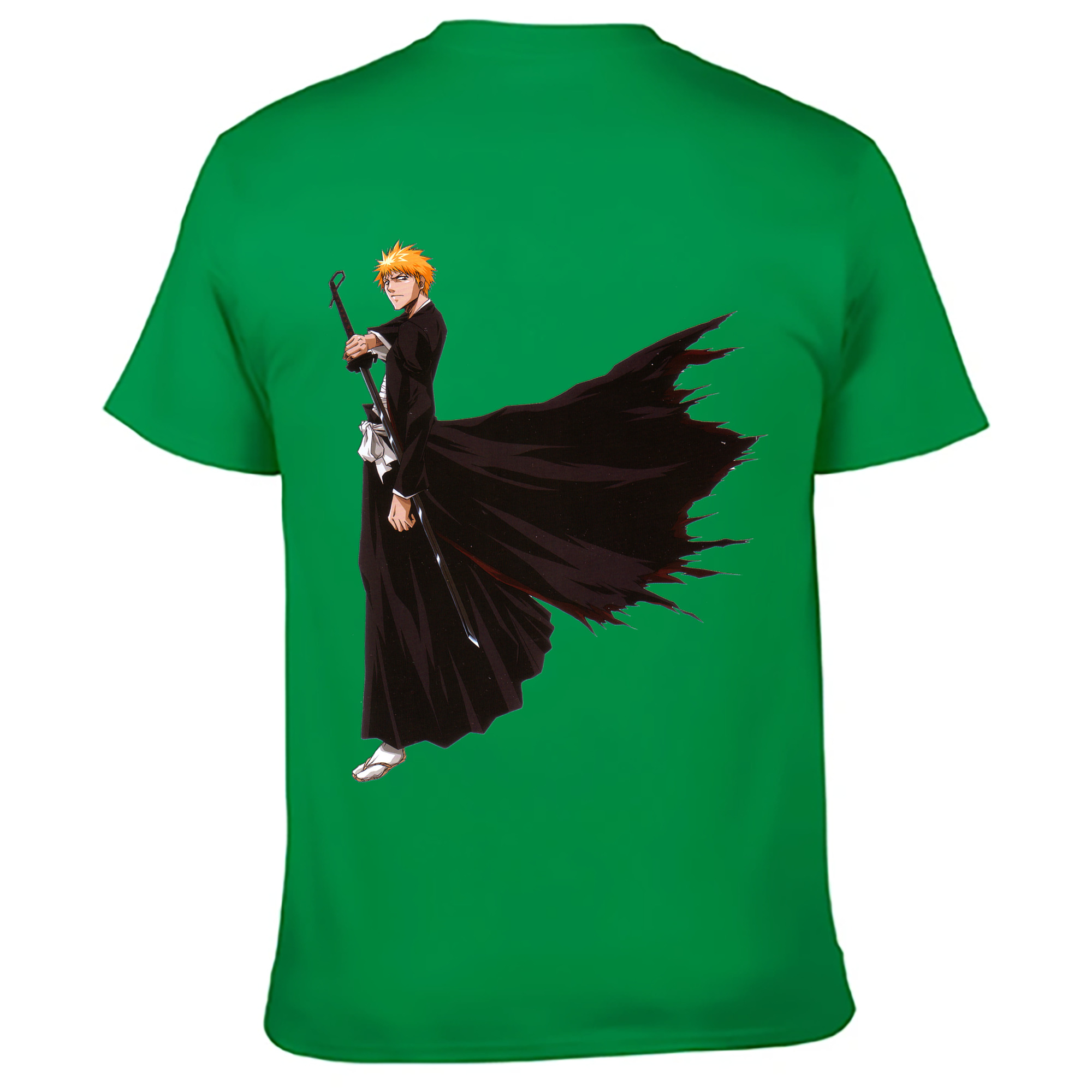 （画像用） ブリーチ 黒崎一護（くろさき いちご）BLEACH Kurosaki Ichigo 綿100％ メンズ半袖Tシャツ（バックプリント） 通気性