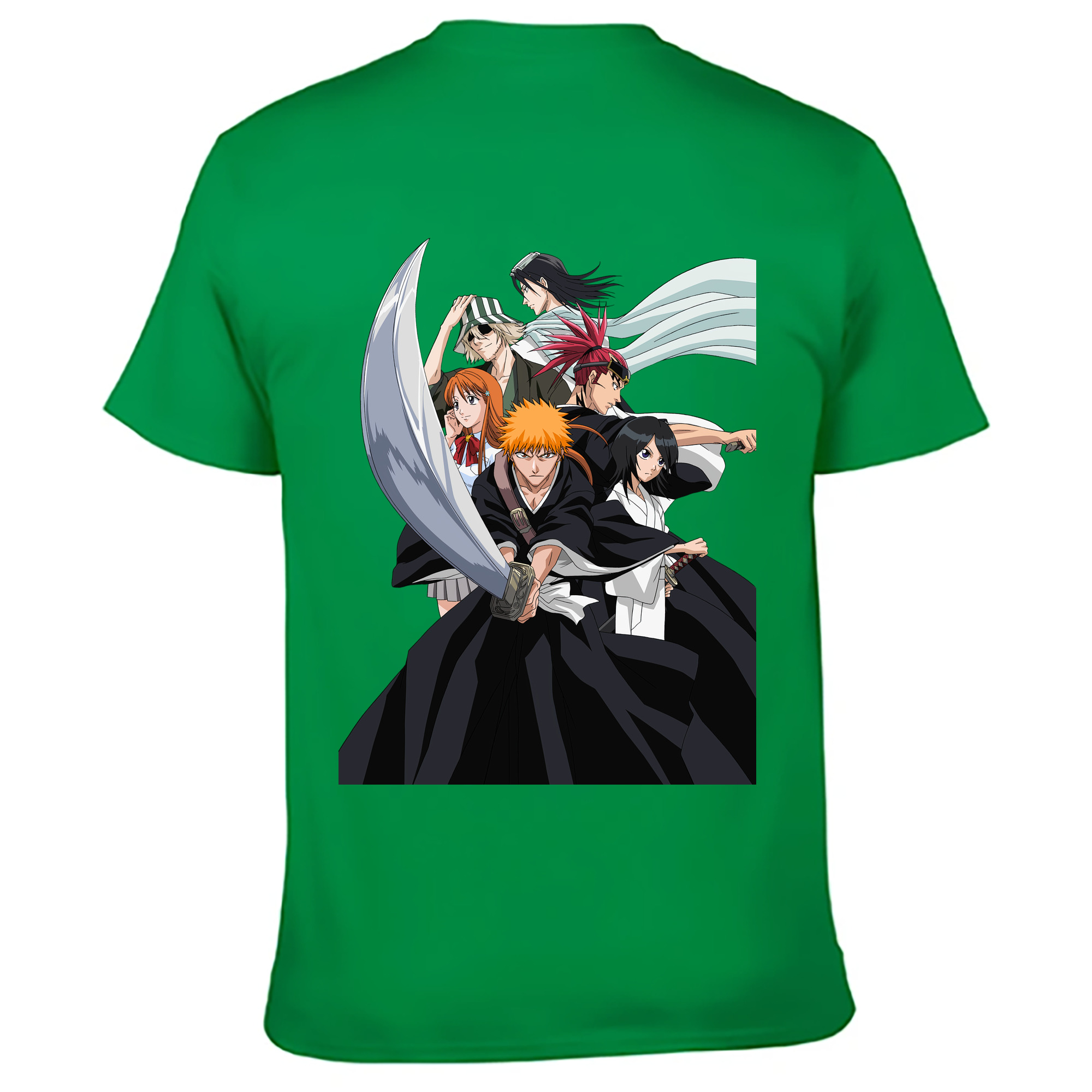 （画像用） ブリーチ 黒崎一護（くろさき いちご）BLEACH Kurosaki Ichigo 綿100％ メンズ半袖Tシャツ（バックプリント） 通気性