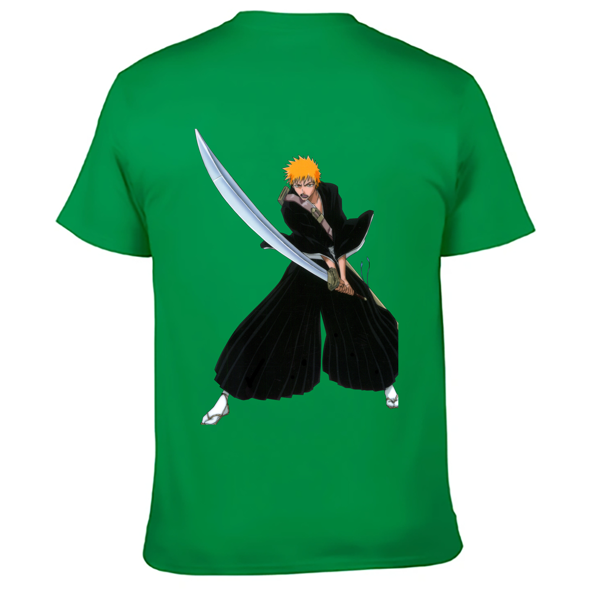 （画像用） ブリーチ 黒崎一護（くろさき いちご）BLEACH Kurosaki Ichigo 綿100％ メンズ半袖Tシャツ（バックプリント） 通気性