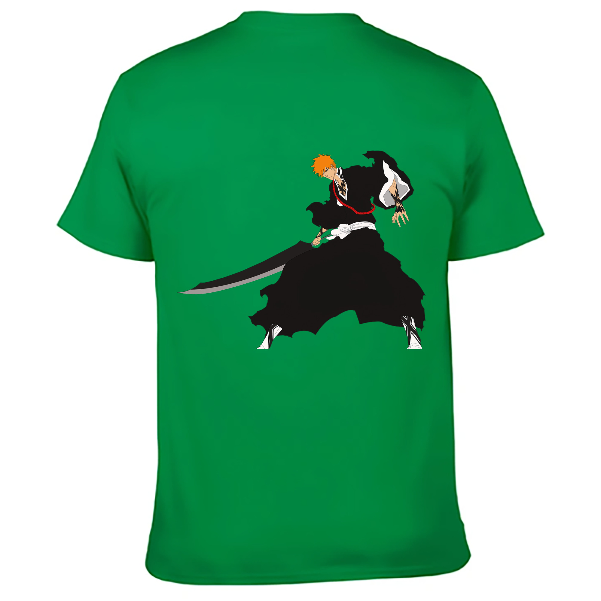 （画像用） ブリーチ 黒崎一護（くろさき いちご）BLEACH Kurosaki Ichigo 綿100％ メンズ半袖Tシャツ（バックプリント） 通気性