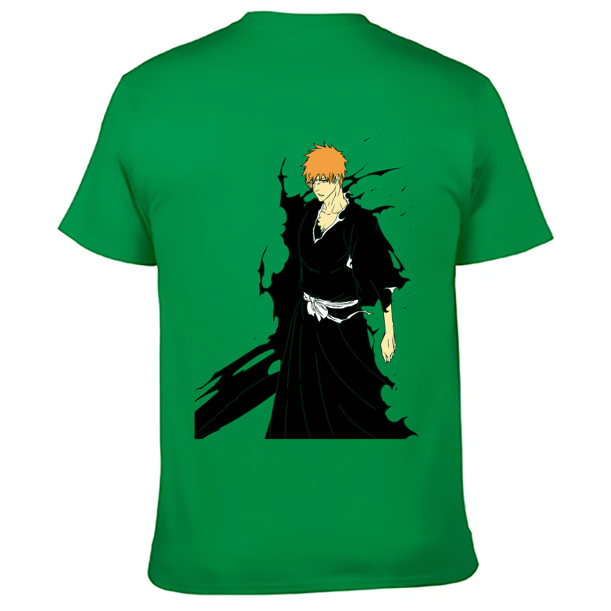（画像用） ブリーチ 黒崎一護（くろさき いちご）BLEACH Kurosaki Ichigo 綿100％ メンズ半袖Tシャツ（バックプリント） 通気性