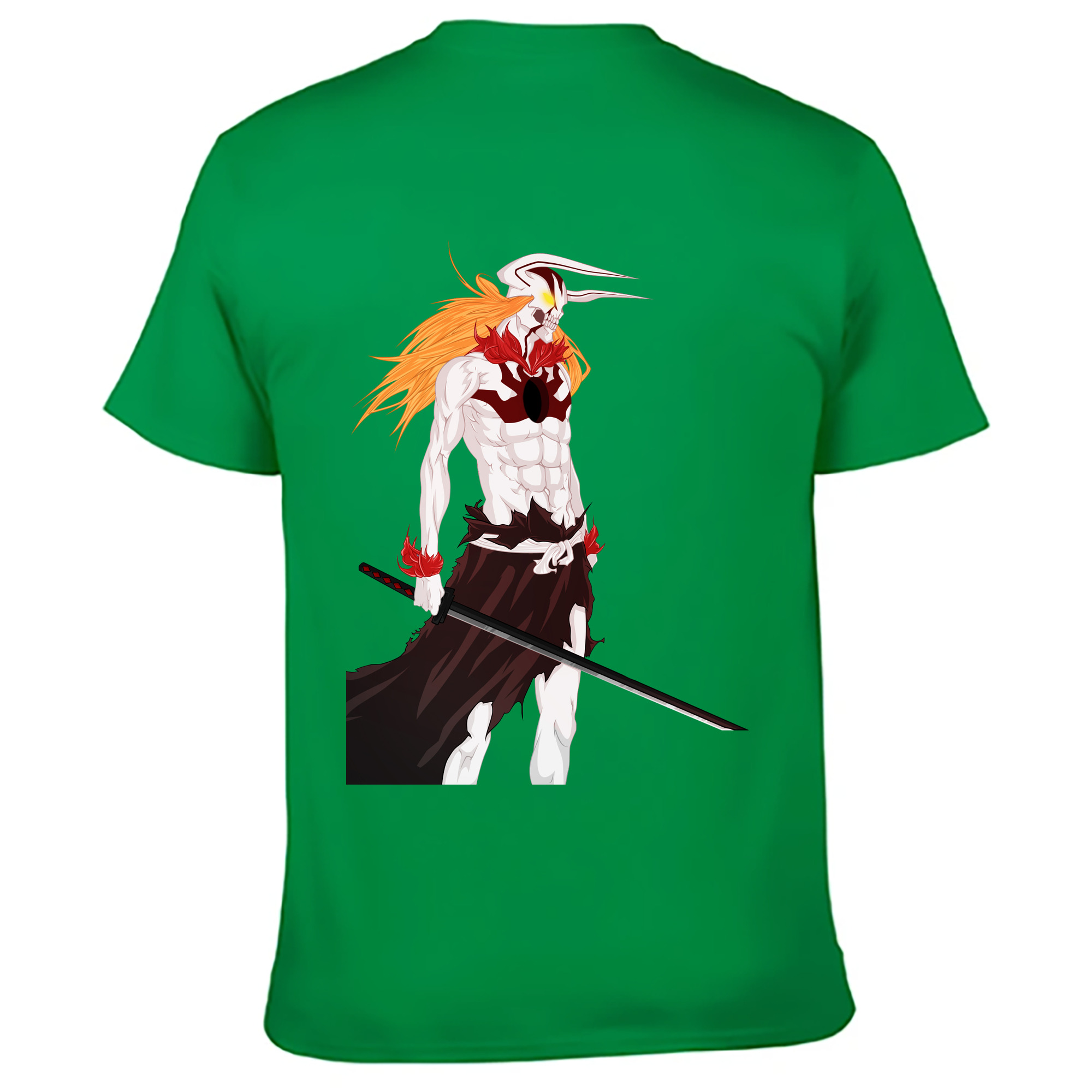 （画像用） ブリーチ 黒崎一護（くろさき いちご）BLEACH Kurosaki Ichigo 綿100％ メンズ半袖Tシャツ（バックプリント） 通気性