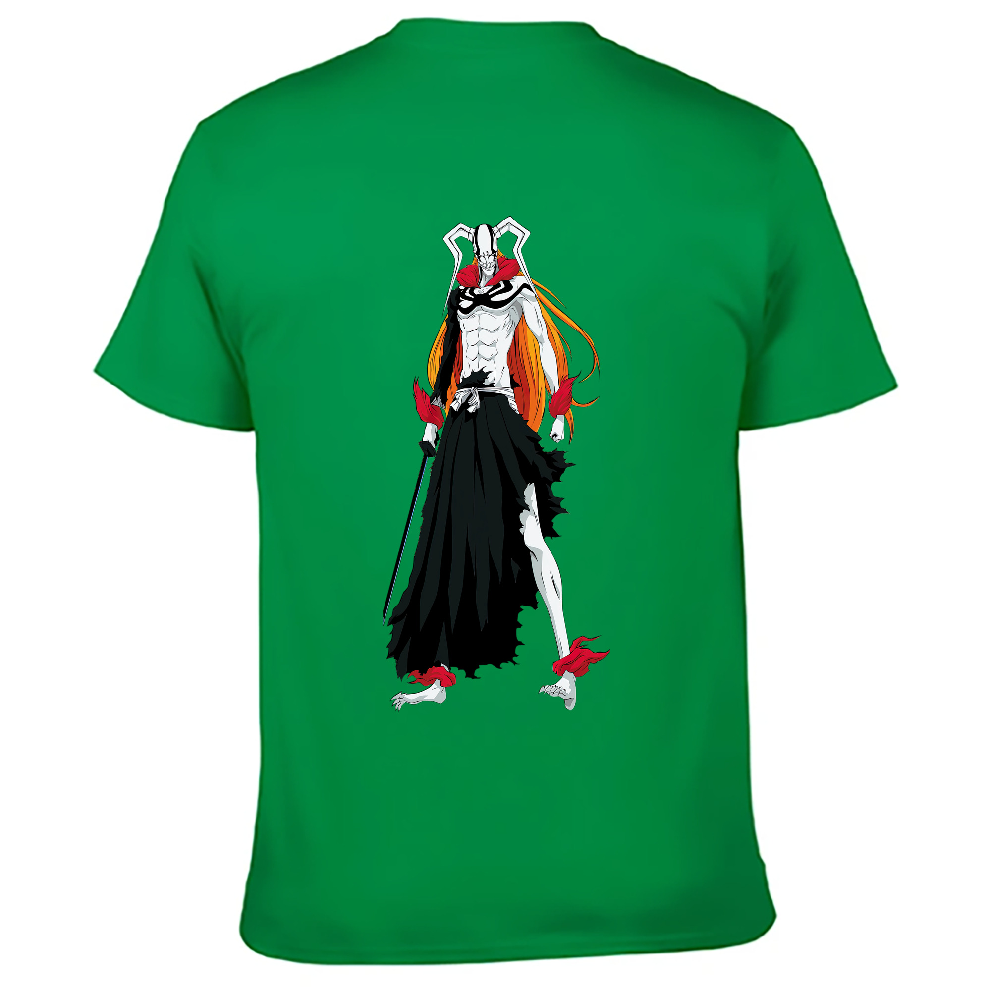 （画像用） ブリーチ 黒崎一護（くろさき いちご）BLEACH Kurosaki Ichigo 綿100％ メンズ半袖Tシャツ（バックプリント） 通気性