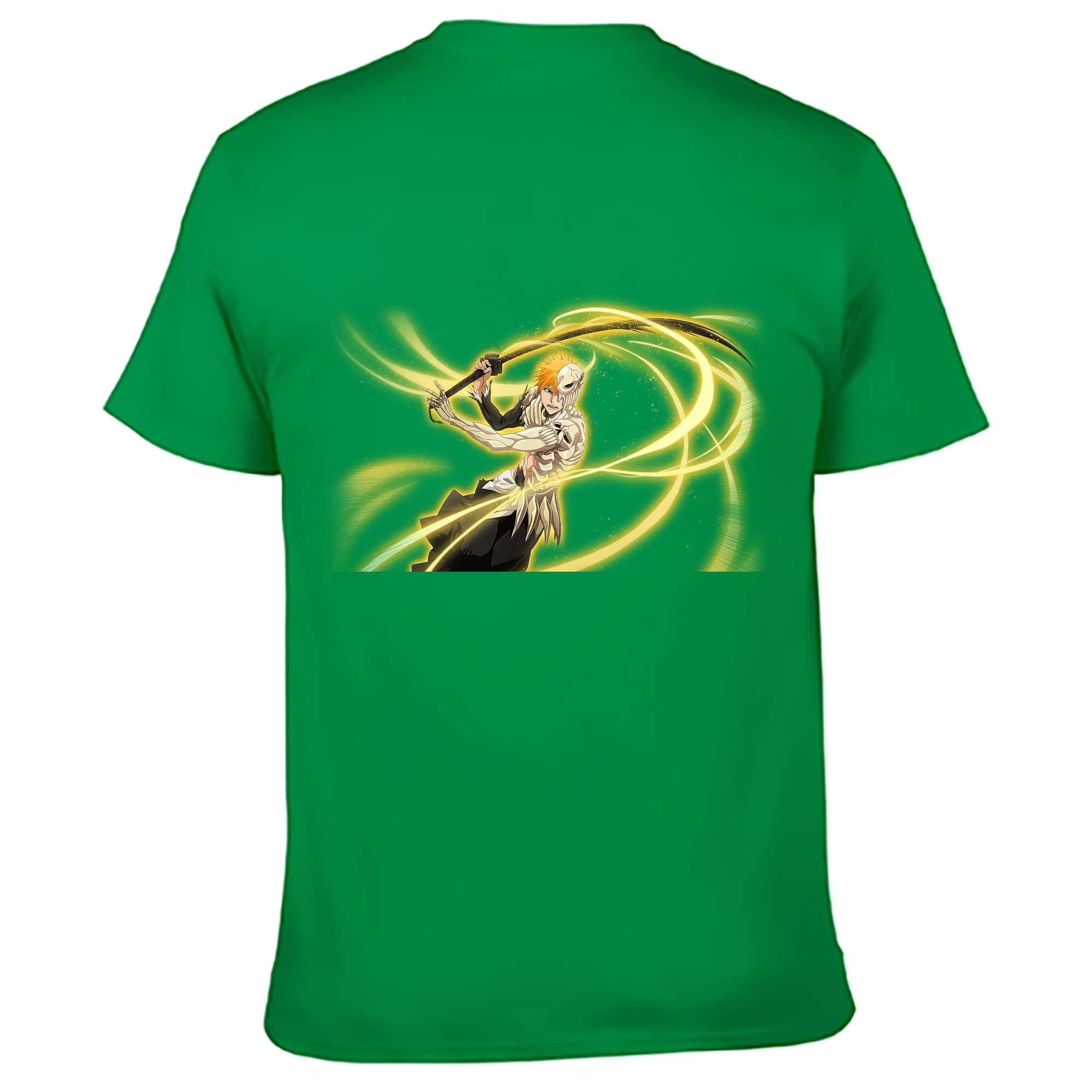 （画像用） ブリーチ 黒崎一護（くろさき いちご）BLEACH Kurosaki Ichigo 綿100％ メンズ半袖Tシャツ（バックプリント） 通気性