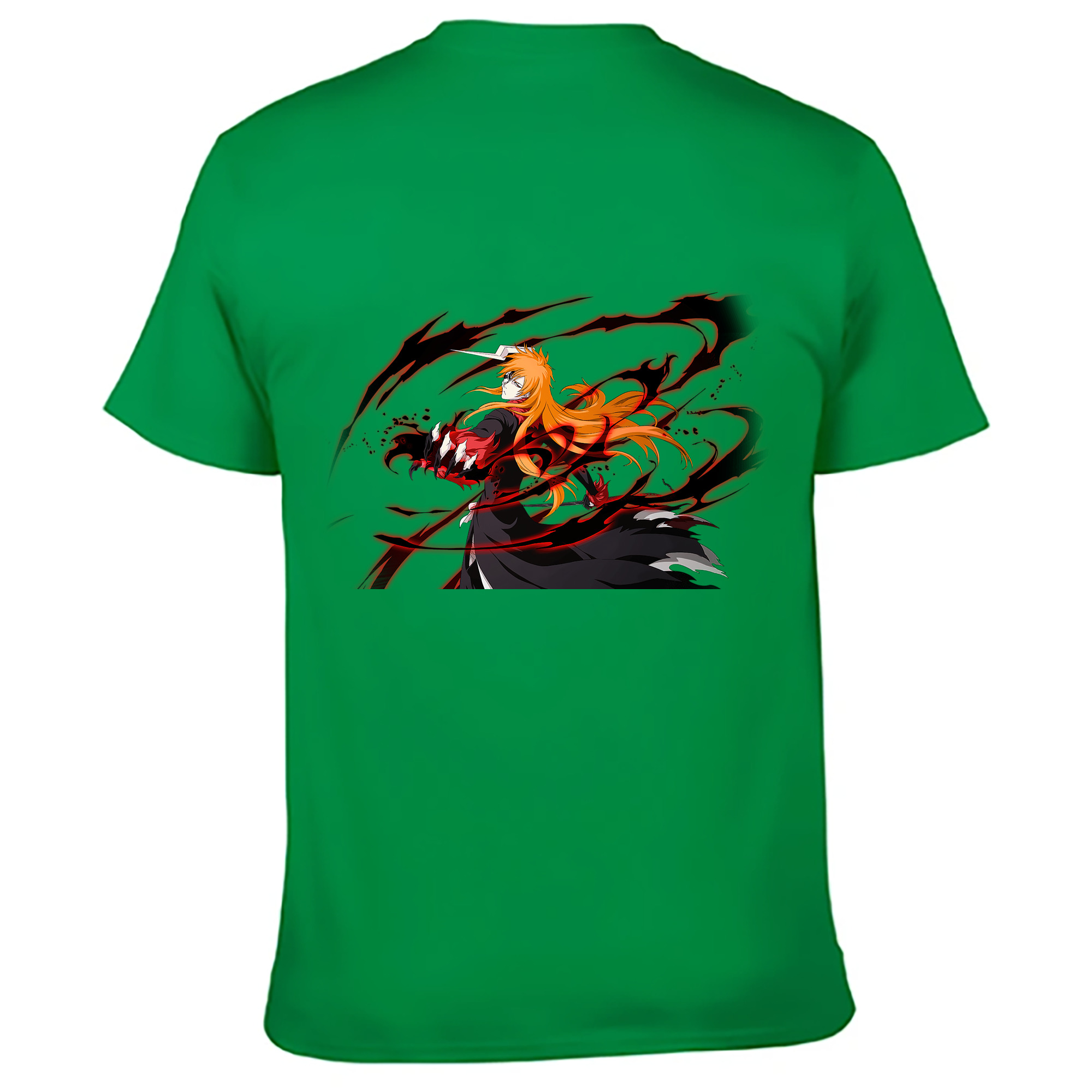 （画像用） ブリーチ 黒崎一護（くろさき いちご）BLEACH Kurosaki Ichigo 綿100％ メンズ半袖Tシャツ（バックプリント） 通気性