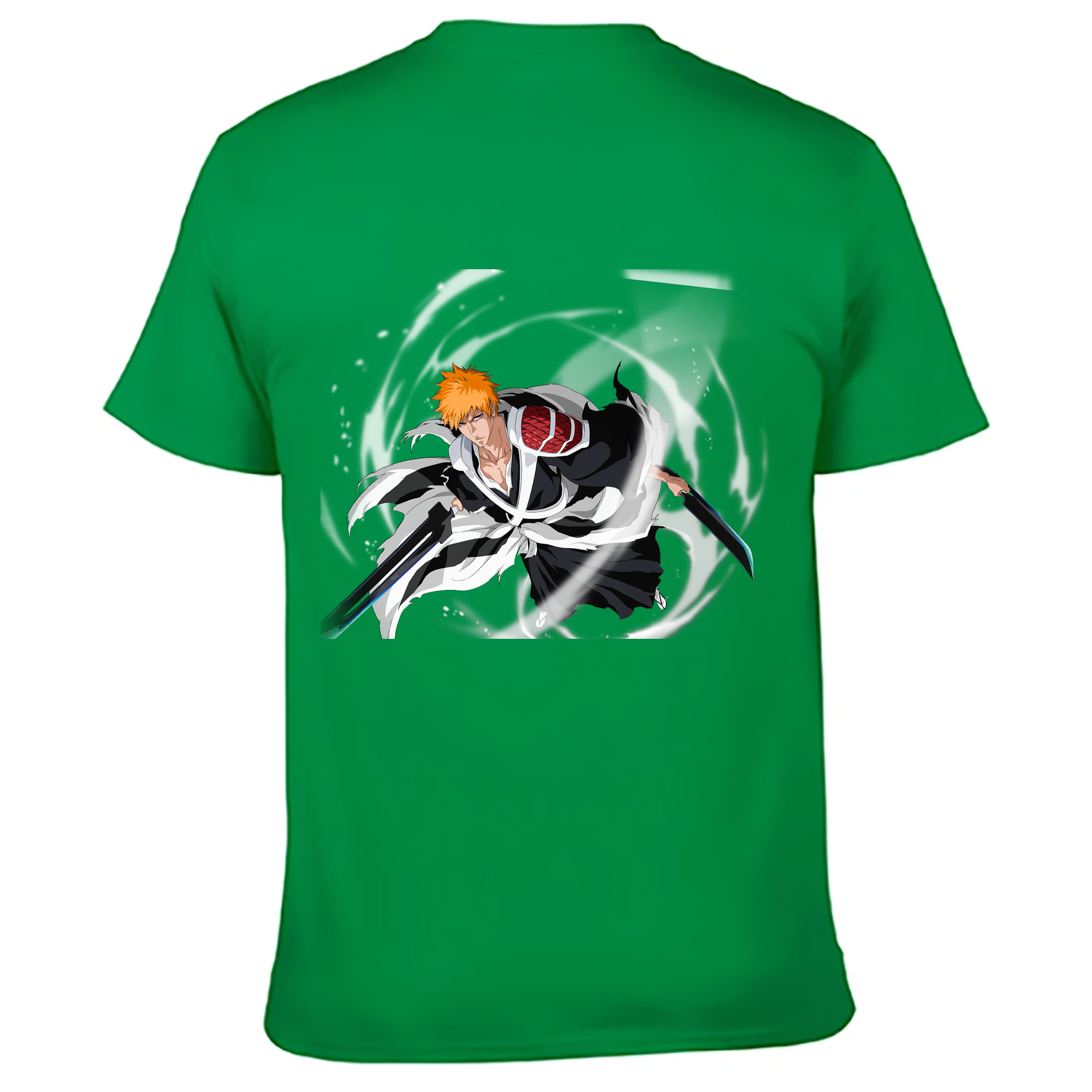 （画像用） ブリーチ 黒崎一護（くろさき いちご）BLEACH Kurosaki Ichigo 綿100％ メンズ半袖Tシャツ（バックプリント） 通気性