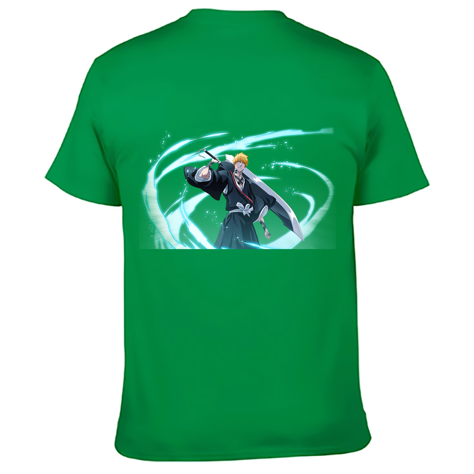 （画像用） ブリーチ 黒崎一護（くろさき いちご）BLEACH Kurosaki Ichigo 綿100％ メンズ半袖Tシャツ（バックプリント） 通気性
