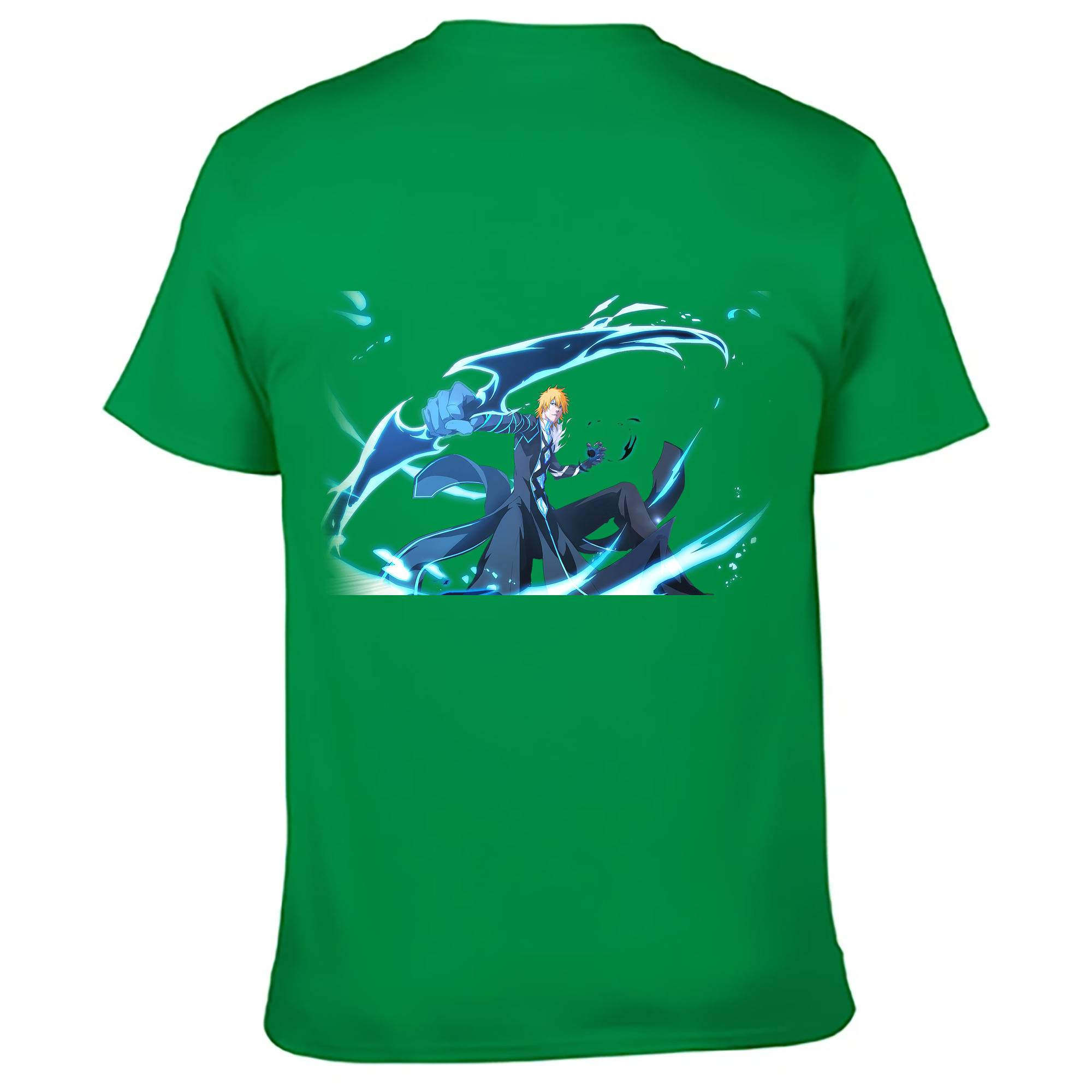 （画像用） ブリーチ 黒崎一護（くろさき いちご）BLEACH Kurosaki Ichigo 綿100％ メンズ半袖Tシャツ（バックプリント） 通気性