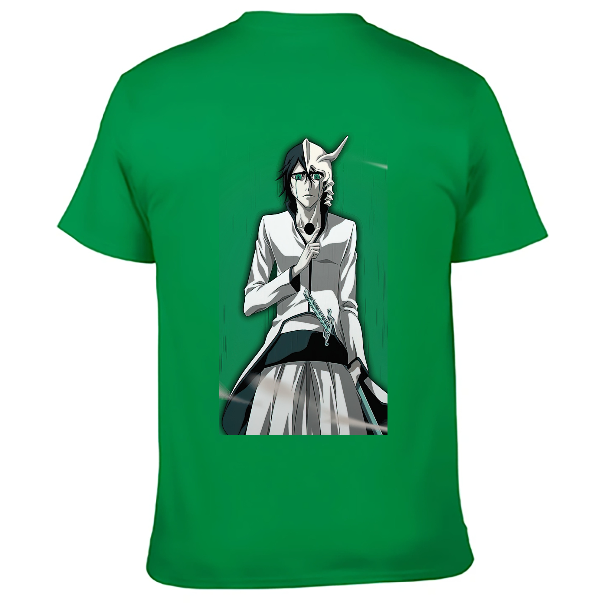 （画像用） ブリーチ ウルキオラ·シファー BLEACH Ulquiorra cifer 綿100％ メンズ半袖Tシャツ（バックプリント） 通気性