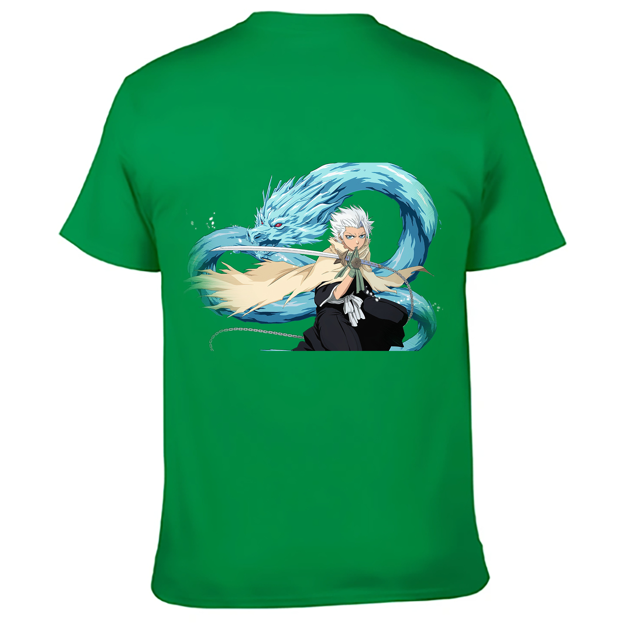 （画像用） ブリーチ 日番谷冬獅郎（ひつがや とうしろう） BLEACH Hitsugaya Toushirou 綿100％ メンズ半袖Tシャツ（バックプリント） 通気性