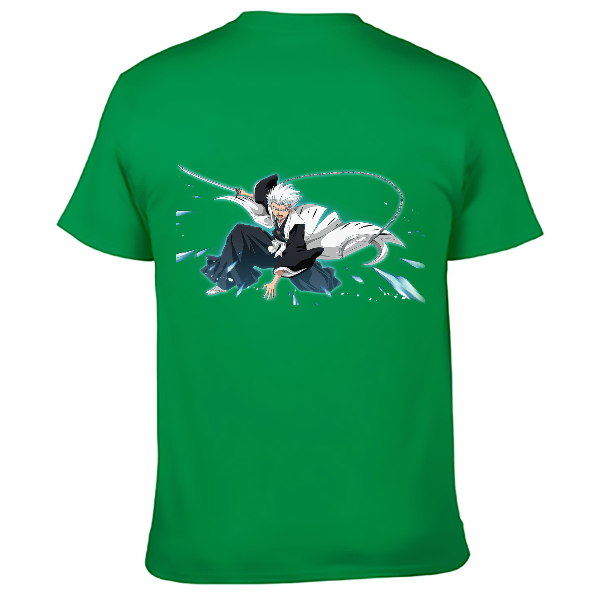 （画像用） ブリーチ 日番谷冬獅郎（ひつがや とうしろう） BLEACH Hitsugaya Toushirou 綿100％ メンズ半袖Tシャツ（バックプリント） 通気性